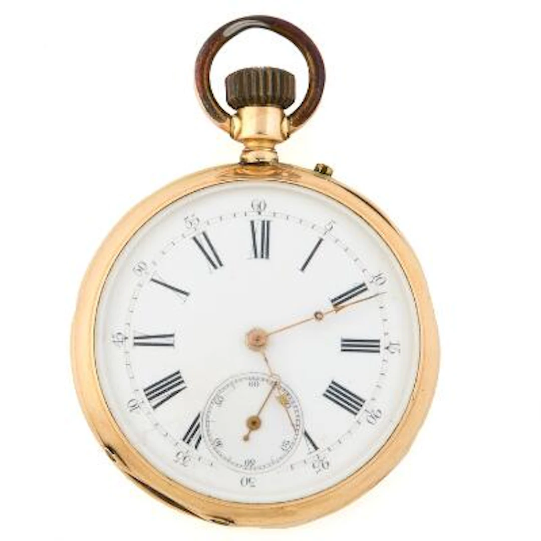 Pocket watch of 14k gold. Mechanical movement with lever escapement