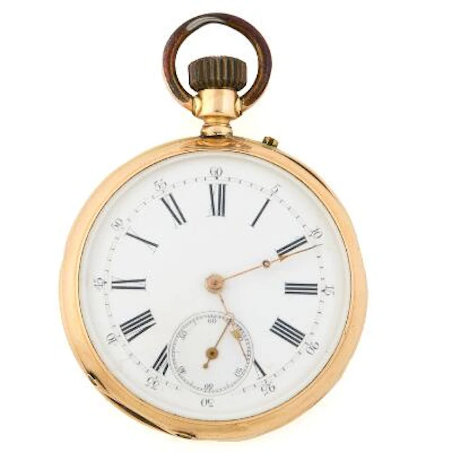 Pocket watch of 14k gold. Mechanical movement with lever escapement