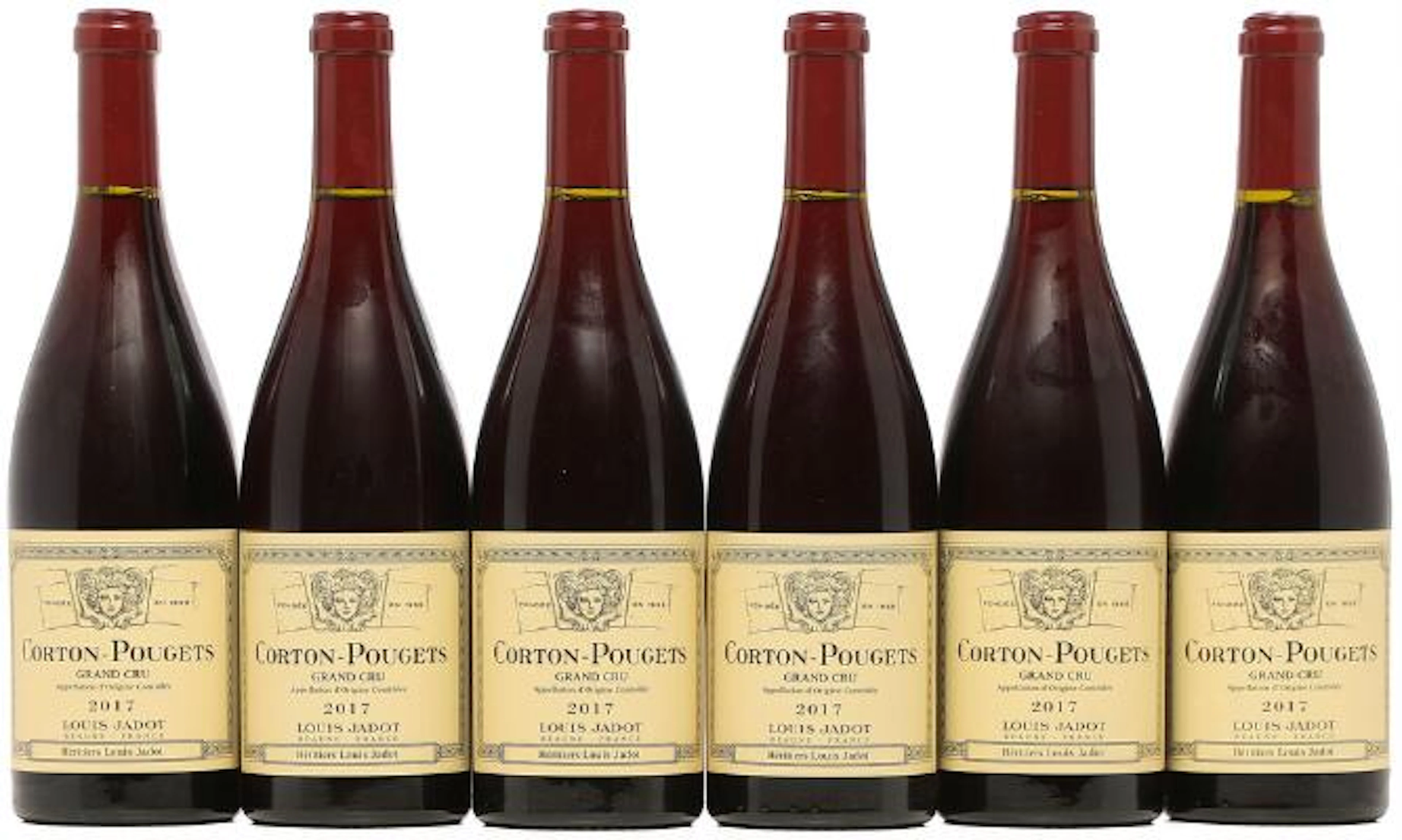 6 bts. Corton Grand Cru "Pougets", Domaine Louis Jadot 2017 A (hf/in).