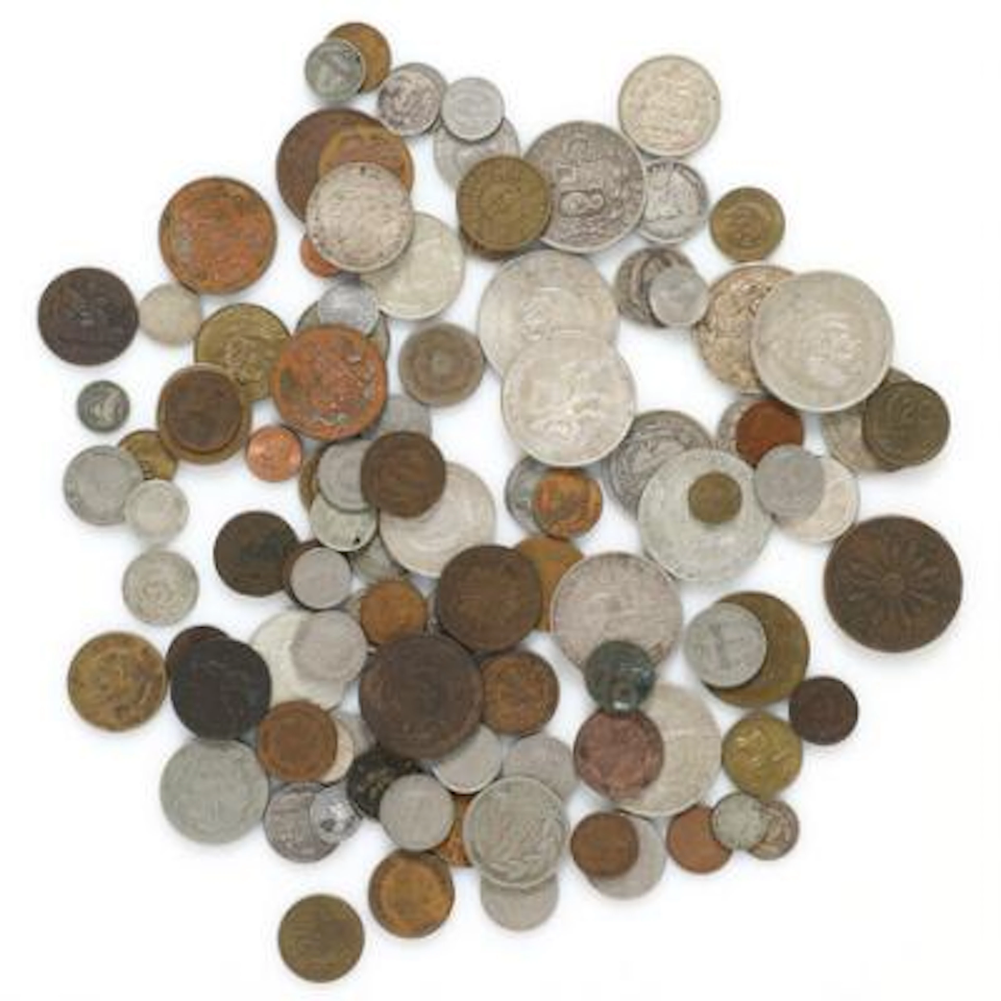 Collection of coins from Mexico, Panama, Uruguay, Peru, El Salvador