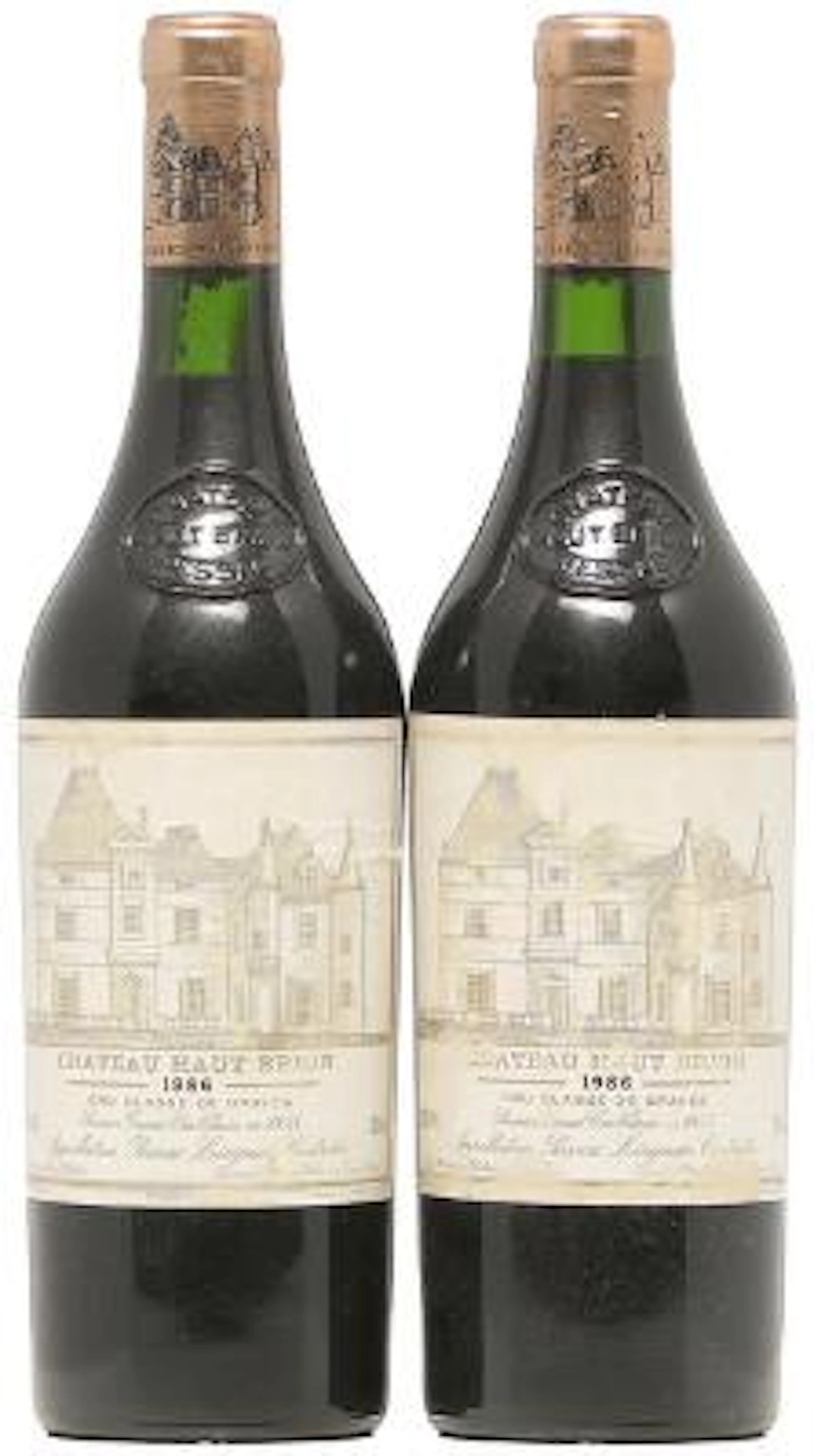 2 bts. Château Haut Brion, Pessac-Léognan. 1. Cru Classé 1986 A/B