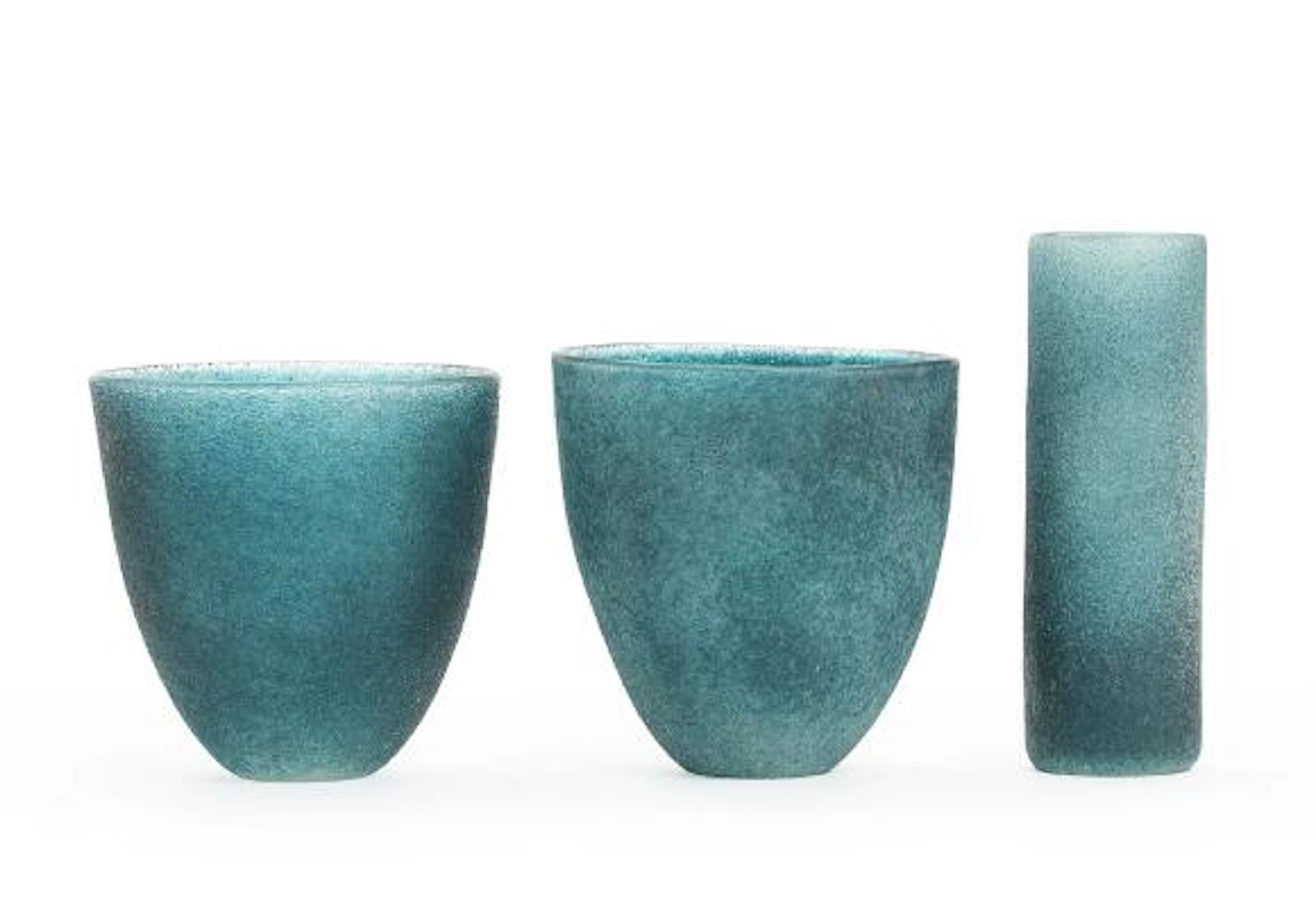Tobias Møhl, Trine Drivsholm: Three glass vases with sand blasted