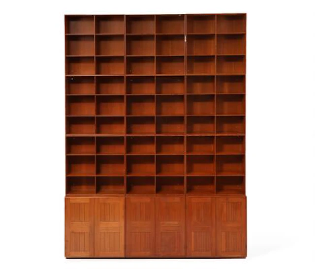 Mogens Koch: Solid Oregon pine wall unit, consisting of three cabinets
