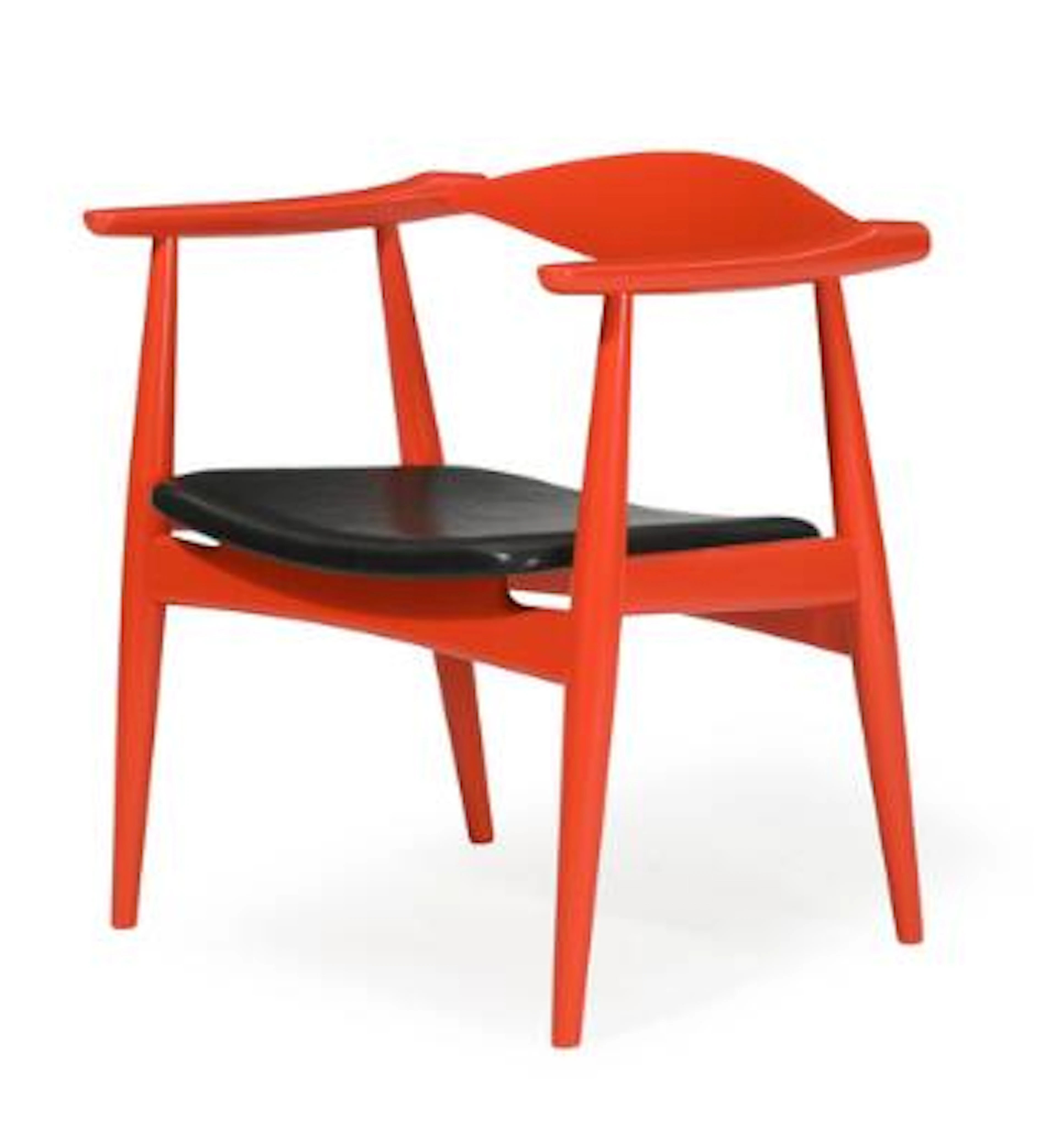 Hans J. Wegner: "CH 35". Armchair in reddish-orange beech, upholstered