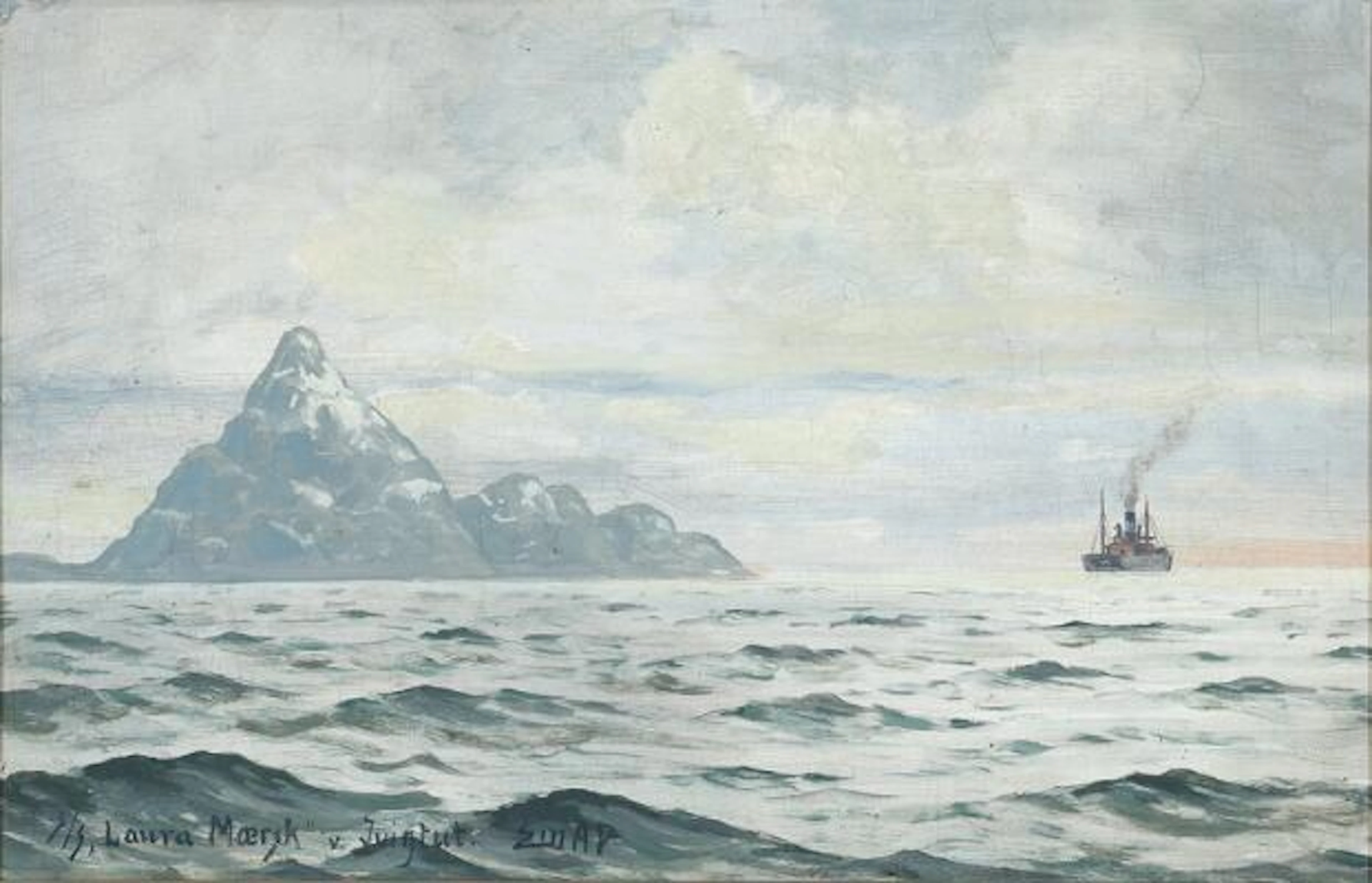 Emanuel A. Petersen: "S/S Laura Mærsk v. Ivigtut". Signed Em. A. P.