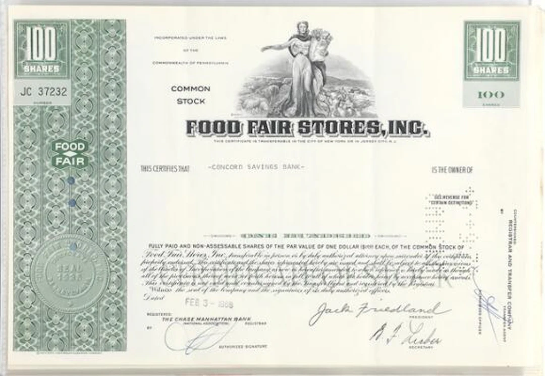 Plastic folder containing a collection of American stock certificates