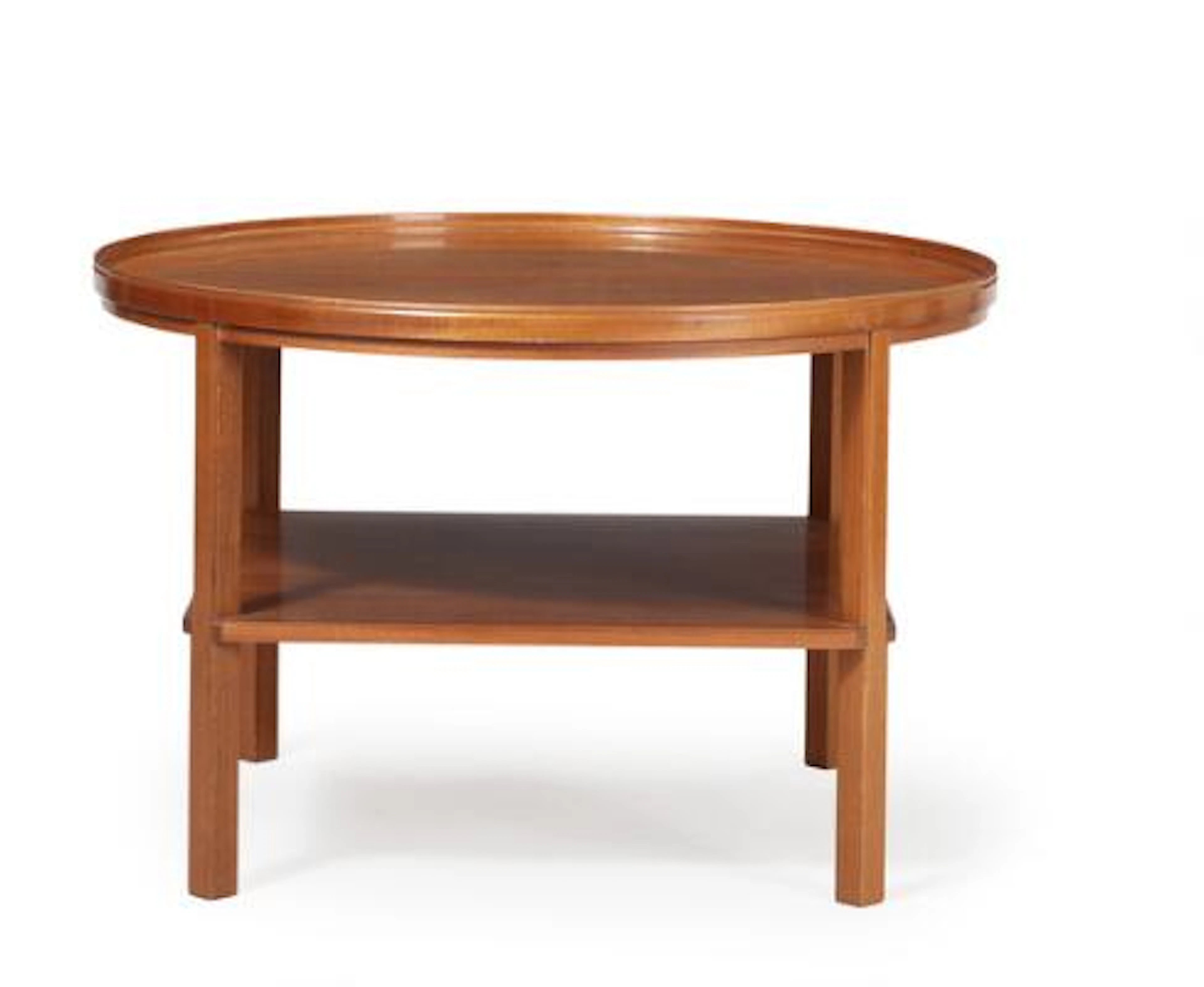 Kaare Klint: Circular mahogany coffee table with slightly raised edge