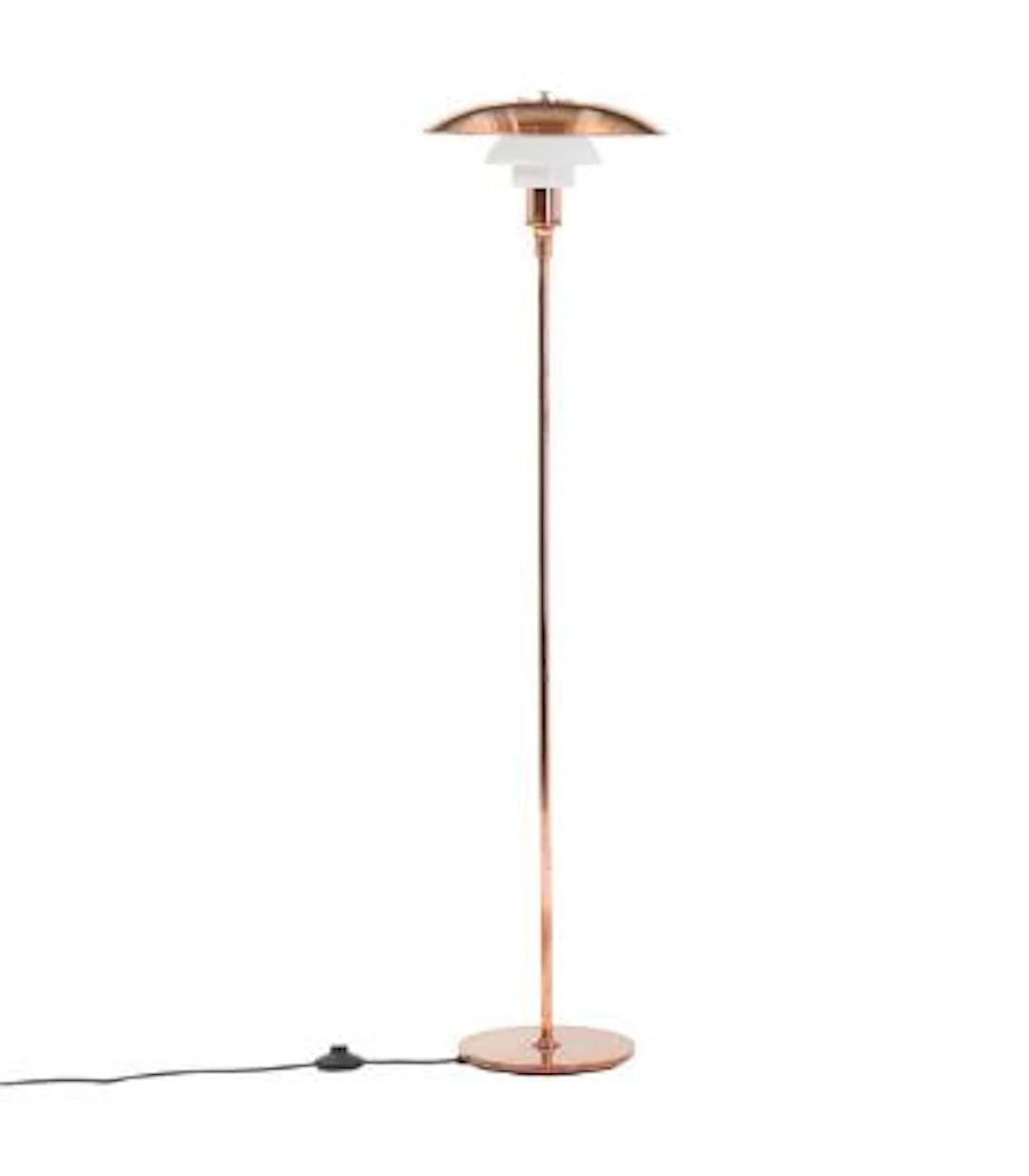 Poul Henningsen: “PH 3½-2½”. A floor lamp with copper frame and upper