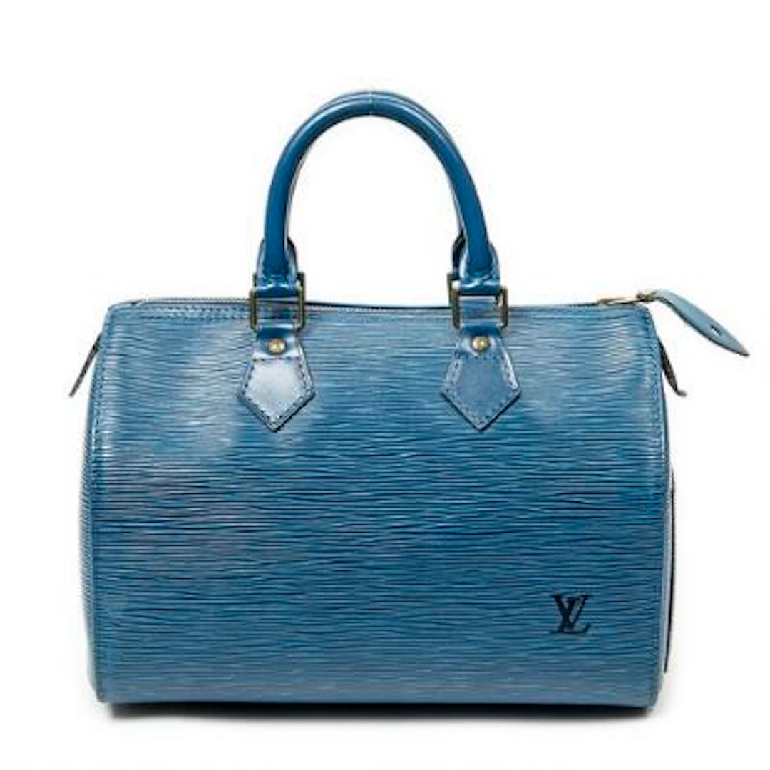 Louis Vuitton: "Speedy 25" handbag in blue Epi leather with two handles