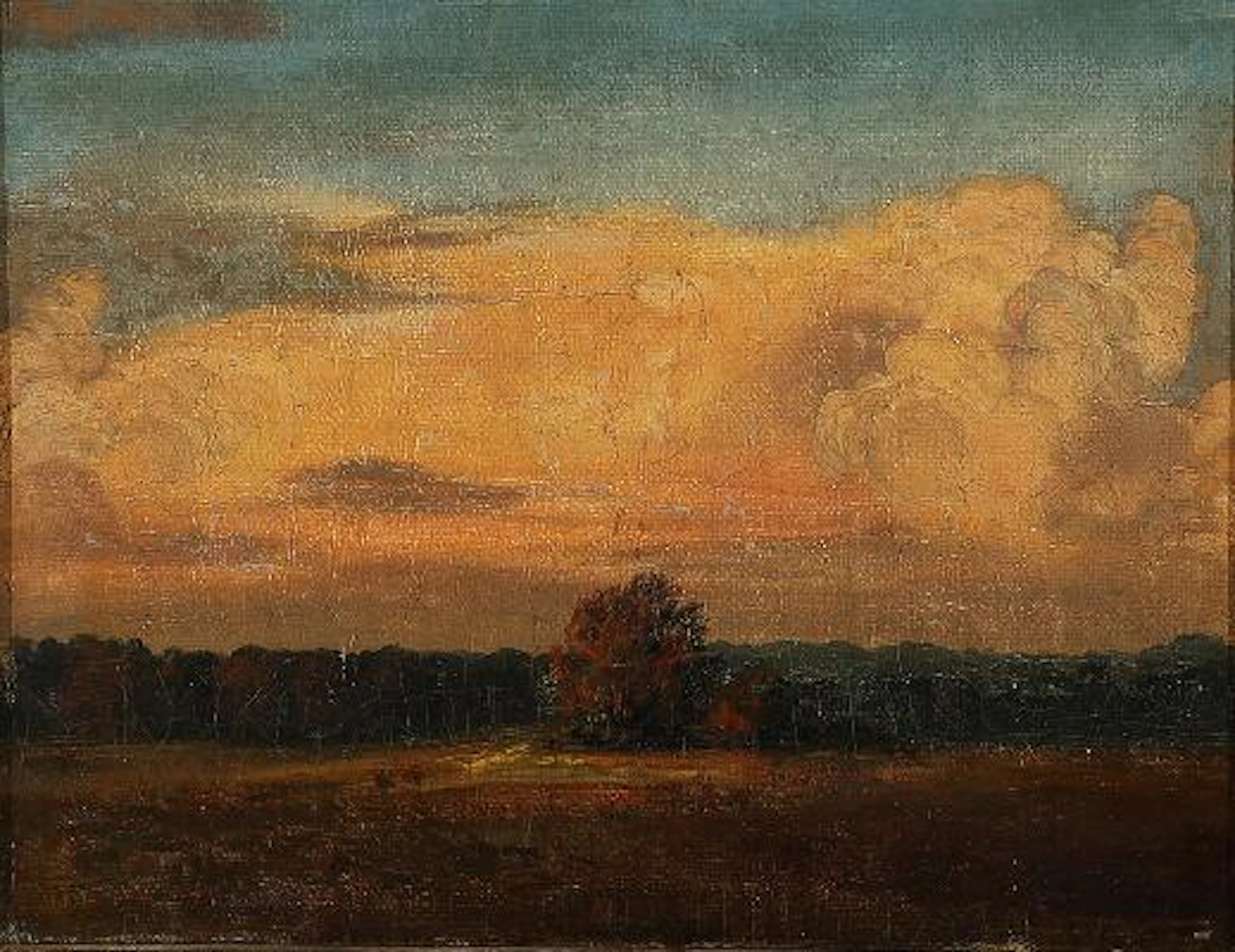P. C. Skovgaard: Cloud formations over a landscape. Unsigned. Inscribed.