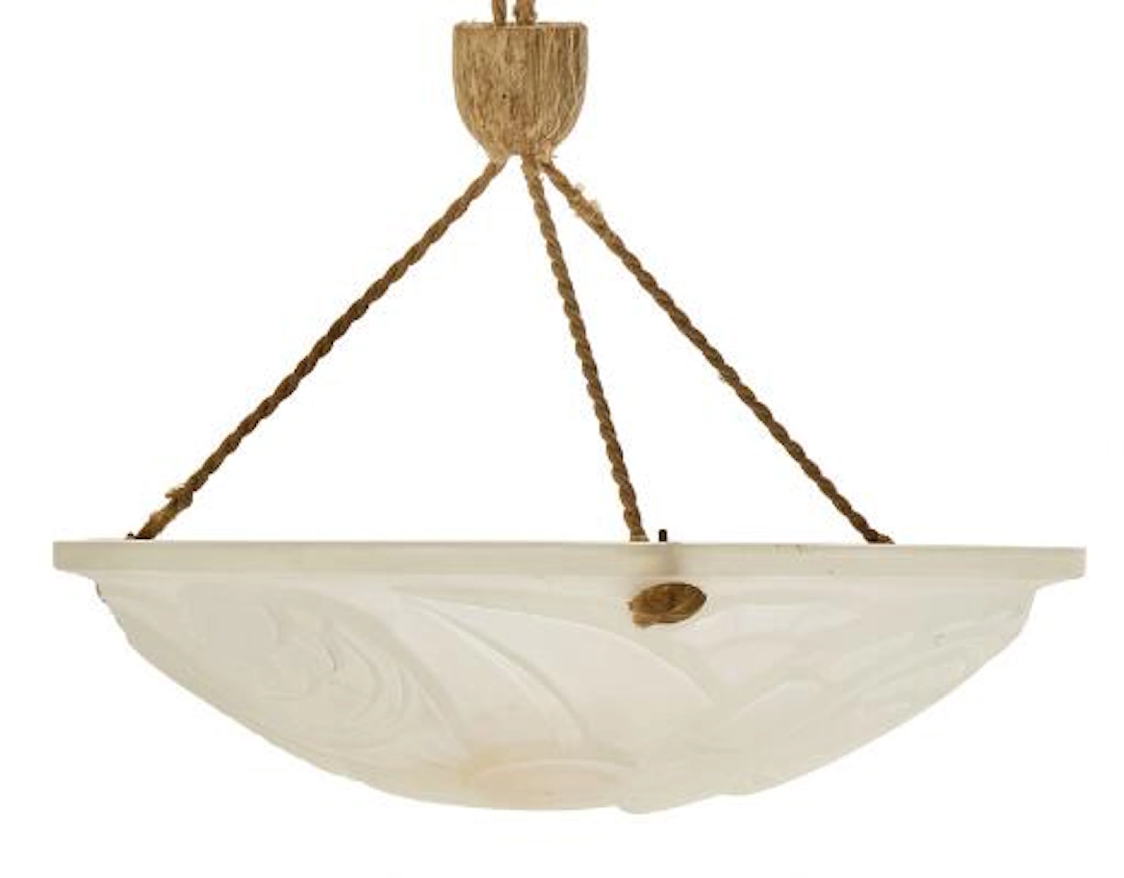 French design: French Art Deco pendant with glass shade. Signed L'elf.