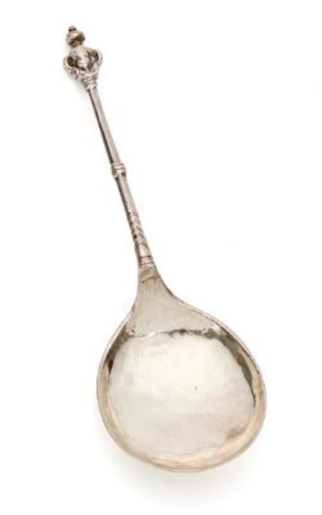 A Danish Baroque silver cherub spoon. Unregistered maker's house mark.