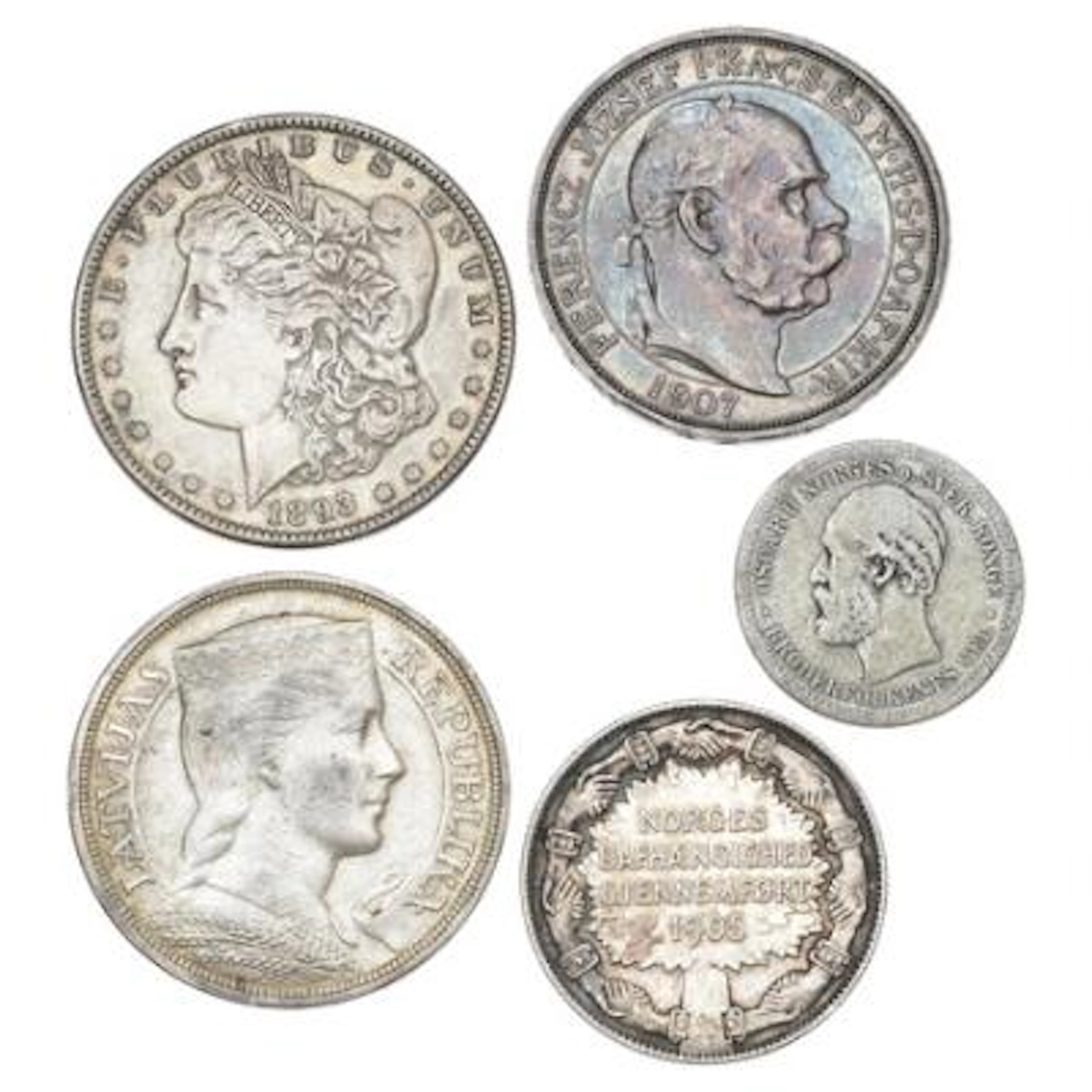 Collection of Danish and foreign coins including commemoratives 1888-1923