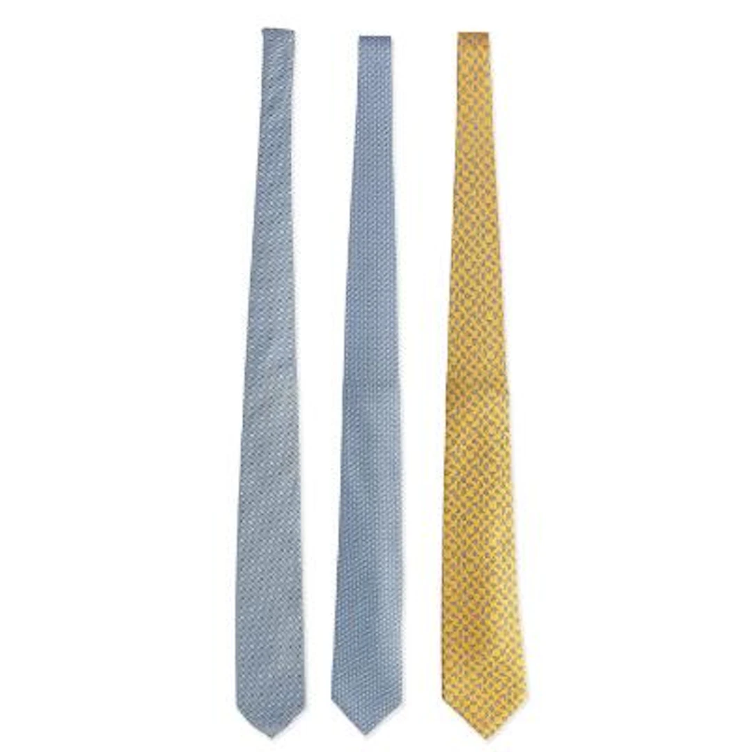 Hermès, Hugo Boss: A collection comprising of three silk ties each