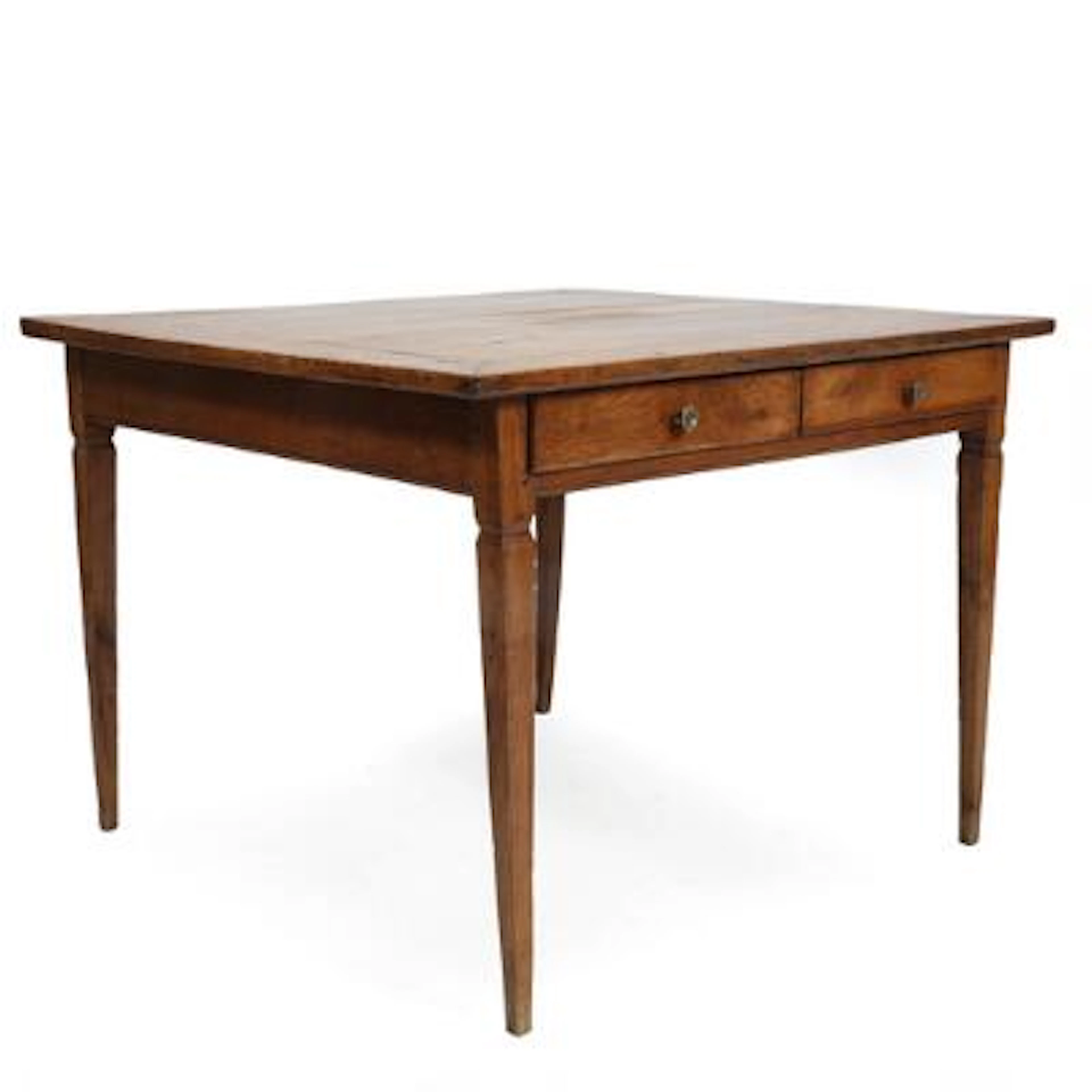 Swedish fruitwood fable with tapered legs, frame with two drawers.