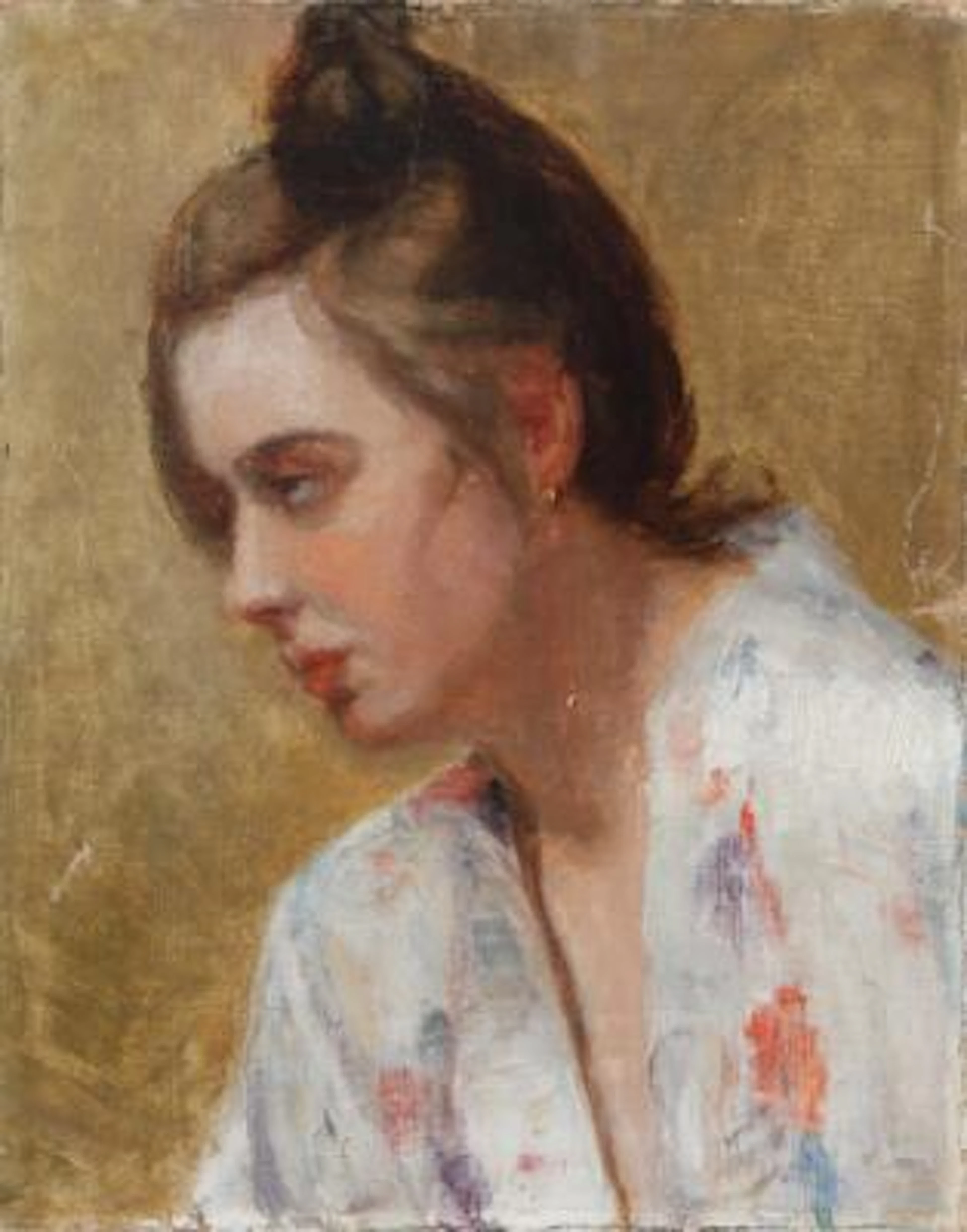 Painter unknown, 19th century: Portrait of a woman in profile. Unsigned.