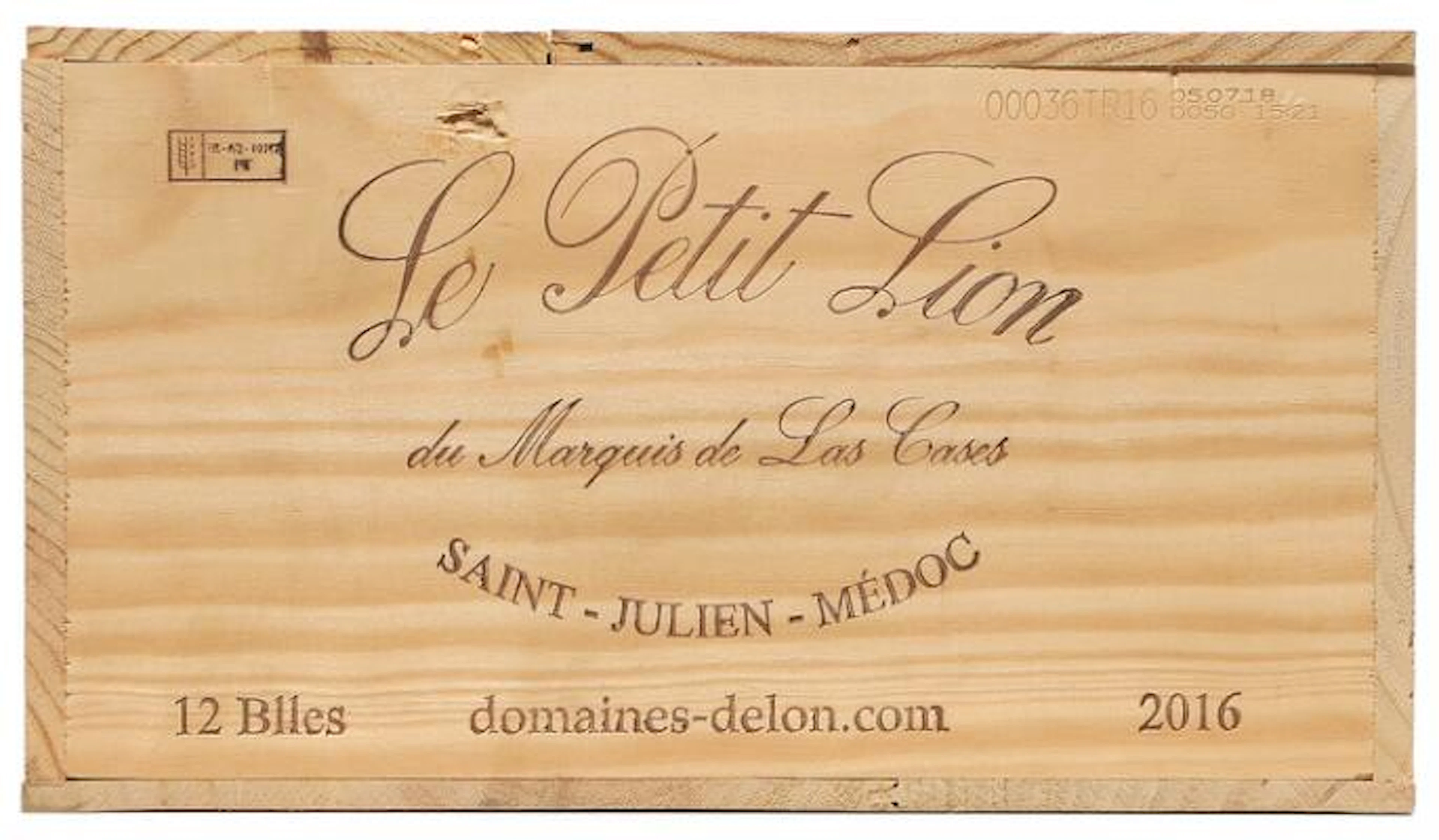 12 bts. Le Petit Lion du Marquis de Las Cases, Saint-Julien 2016 A