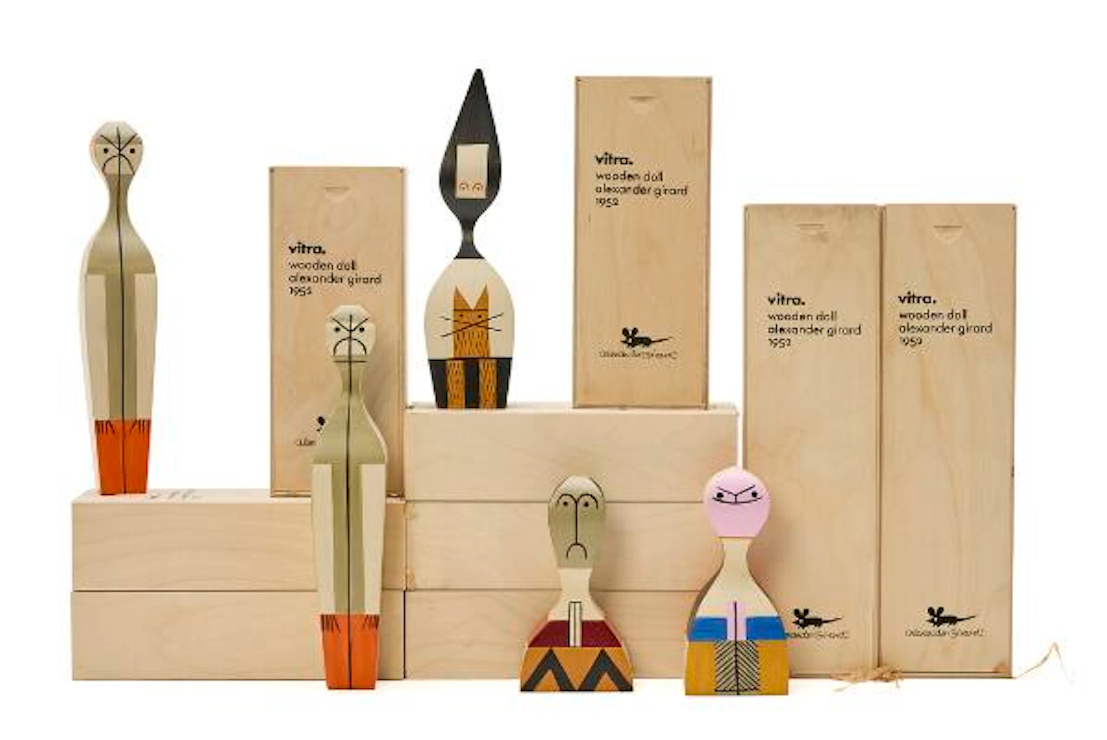 Alexander Girard: "Wooden dolls" of polychrome painted wood. Made