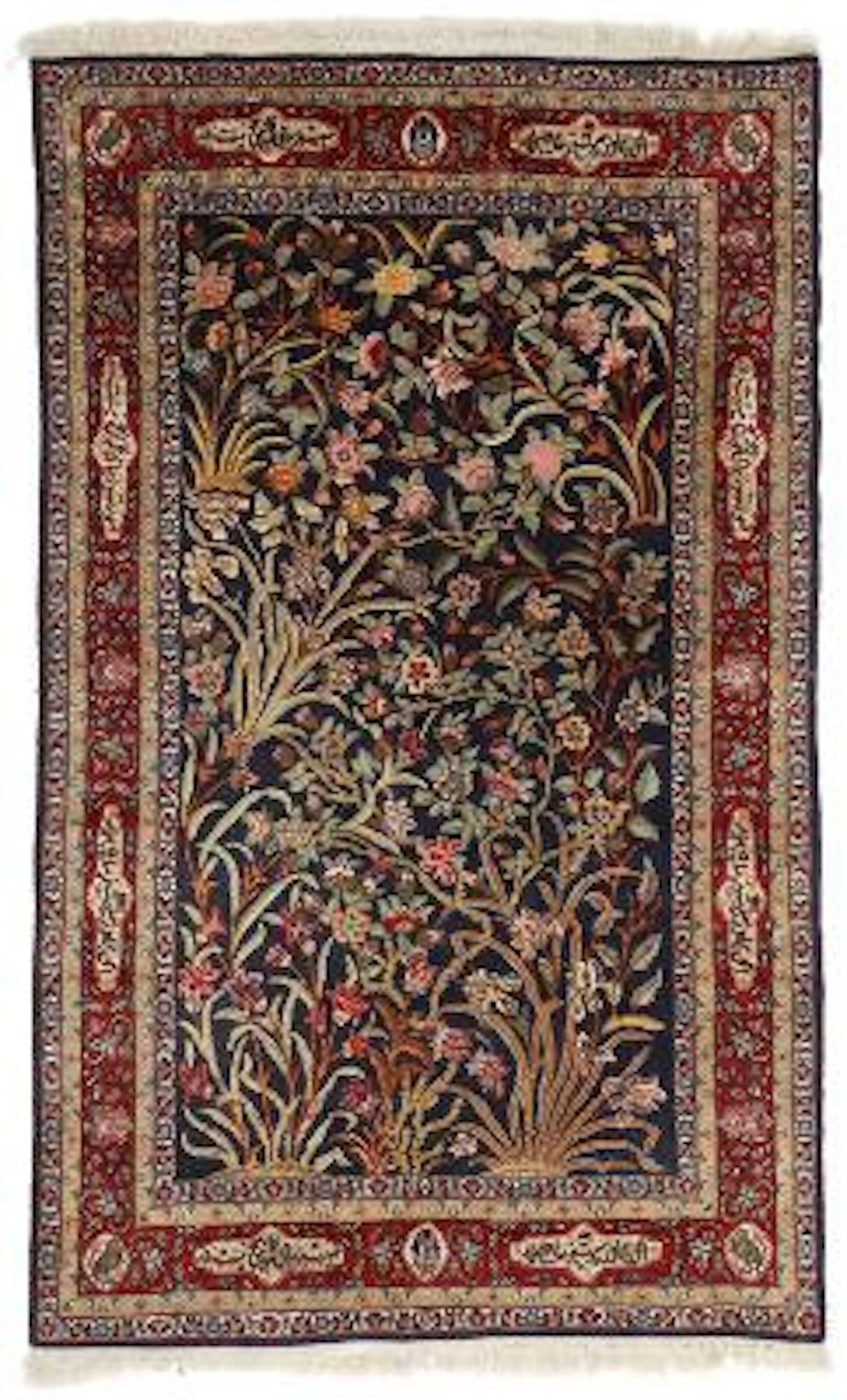 A Pakistani rug in classical Persian Qum/Tabriz design. Ca. 1970.