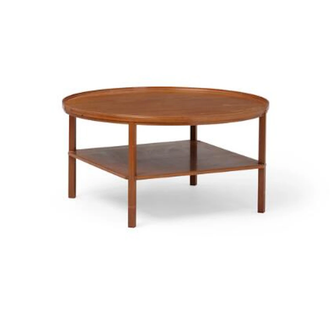 Kaare Klint: A mahogany coffee table with raised edge and underlying