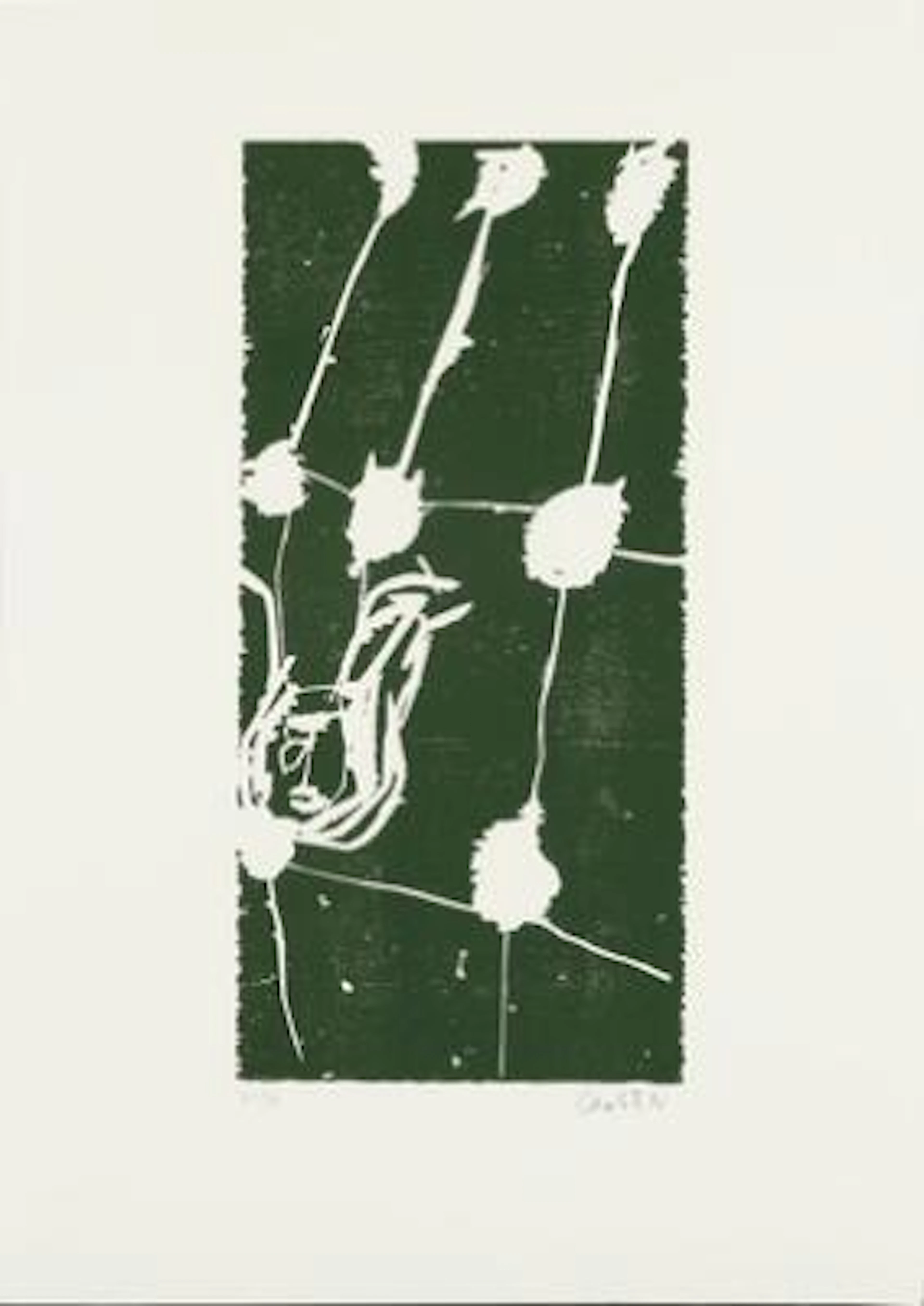 Georg Baselitz: "45 - Januar". Signed Baselitz 90, 4/30. Woodcut in
