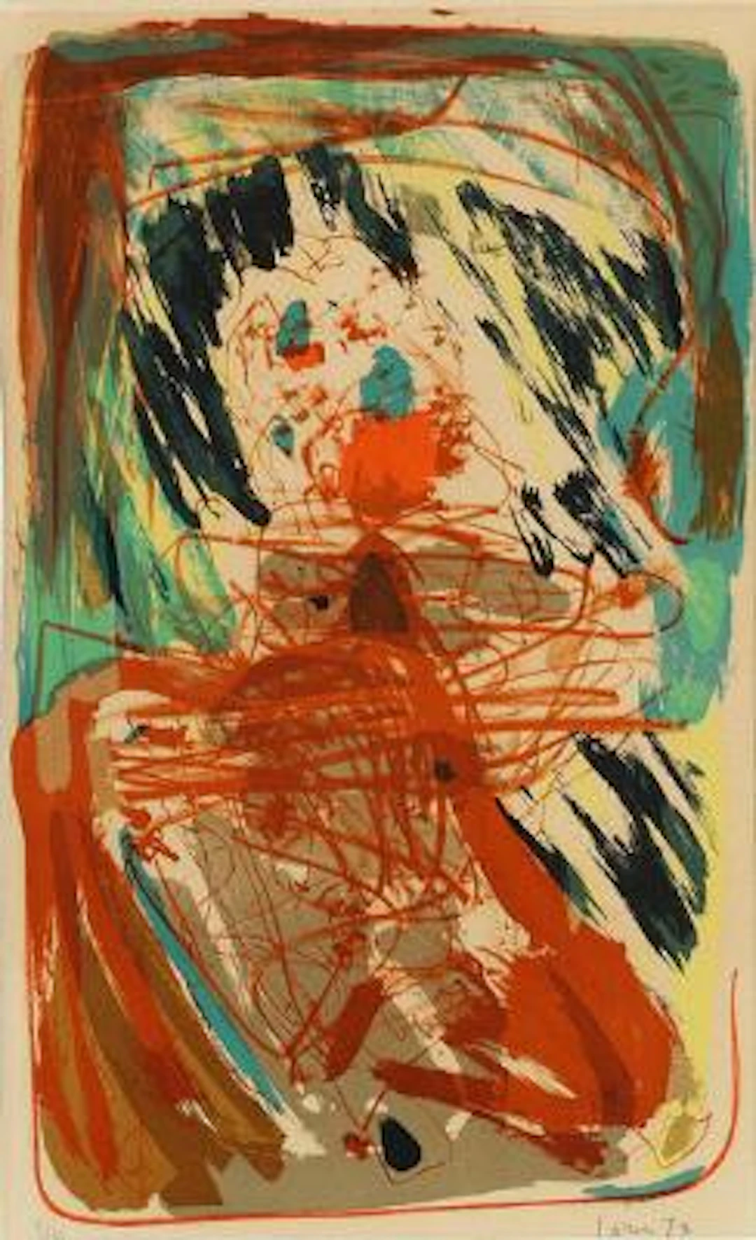 Asger Jorn: Untitled. Signed Jorn 70, 9/75. Lithograph in colours.