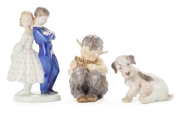 Three porcelain figurines. Royal Copenhagen and Bing & Grøndahl. (3)