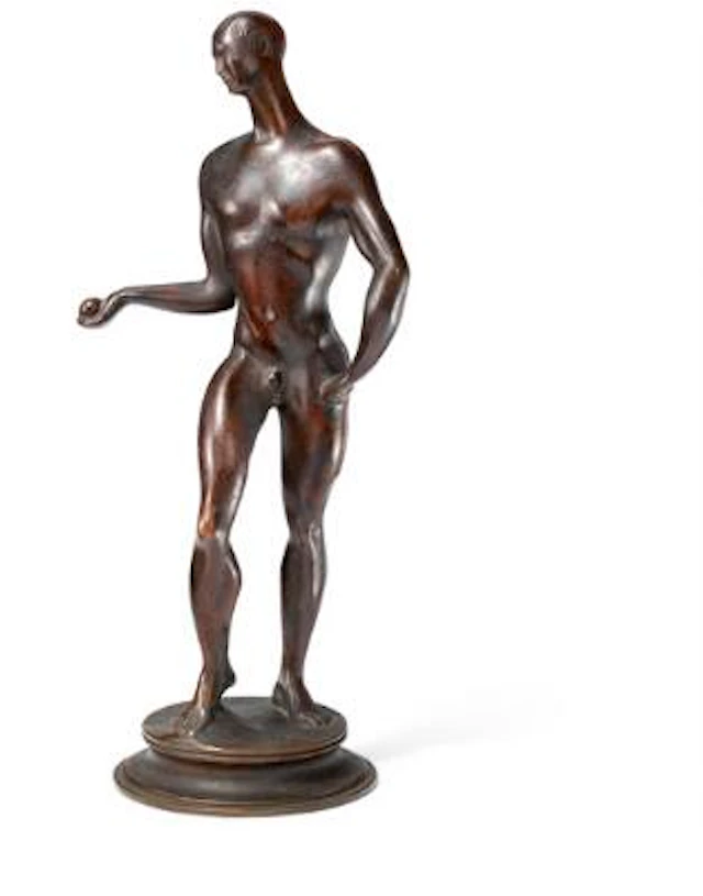 Johannes C. Bjerg: "Paris med æblet". Signed Bjerg 1915. Bronze. H.