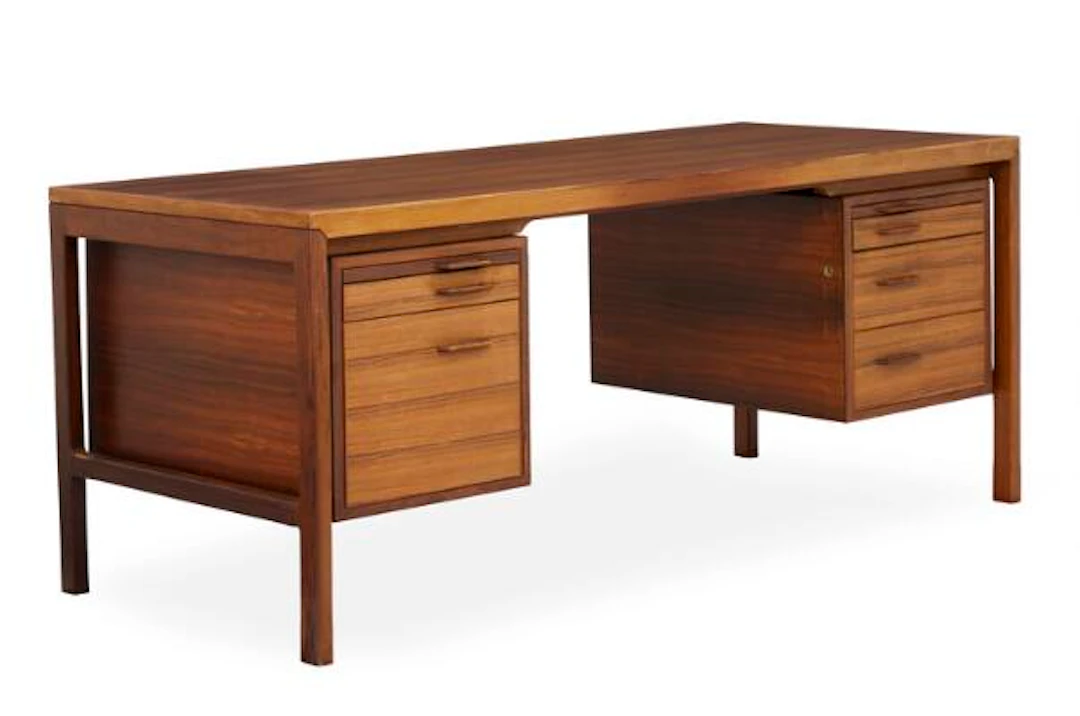 Rosengren Hansen: Free-standing desk in rosewood, front with two drawer