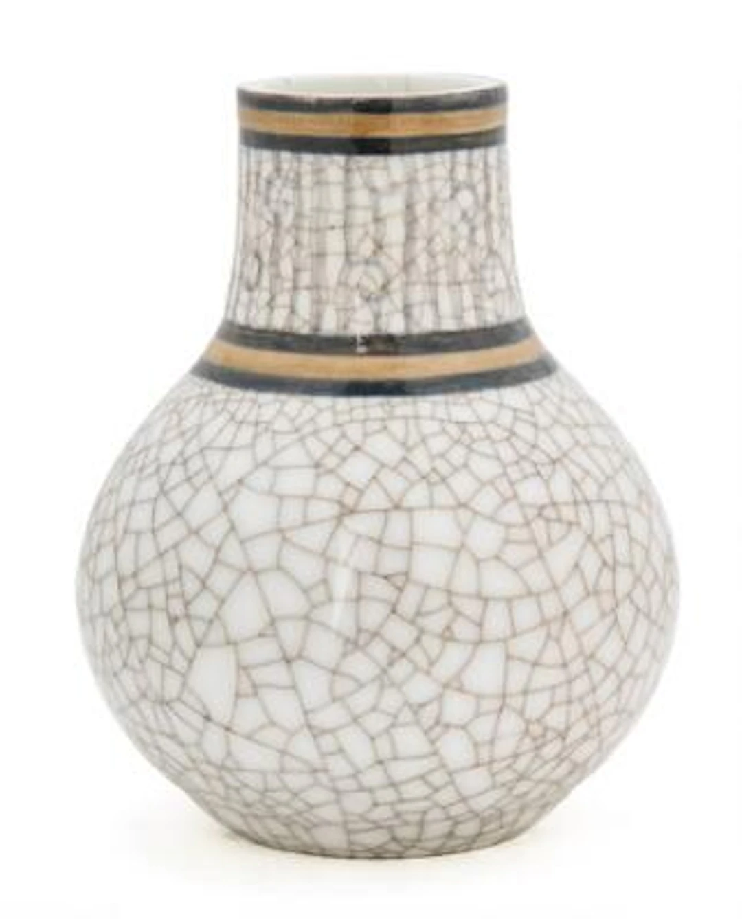 Fanny Garde: A porcelain vase decorated in crackled glaze signed F.
