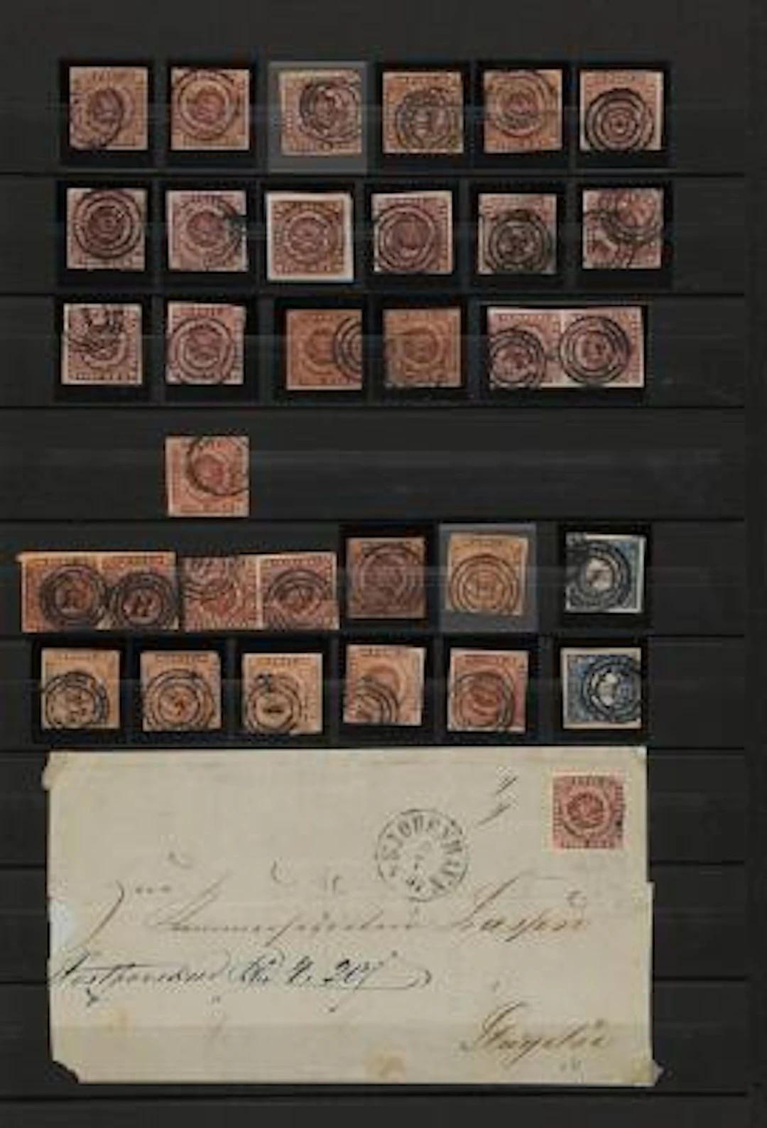 Denmark. Very interesting duplicate lot in a stockbook with many Skilling