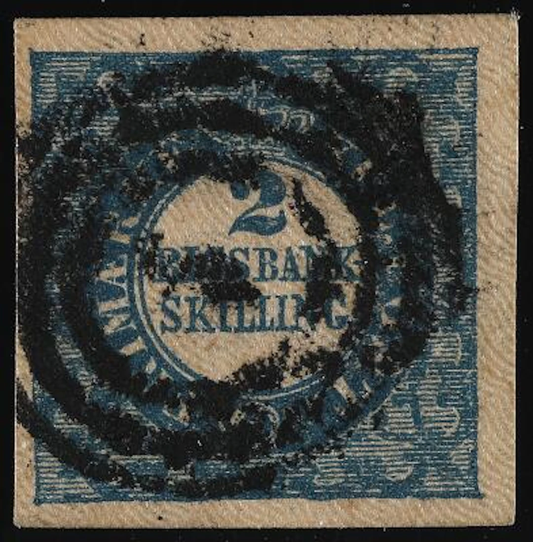 1851. 2 RBS, blue. Ferslew. Plate I. Type 7. Very fine and wide margined