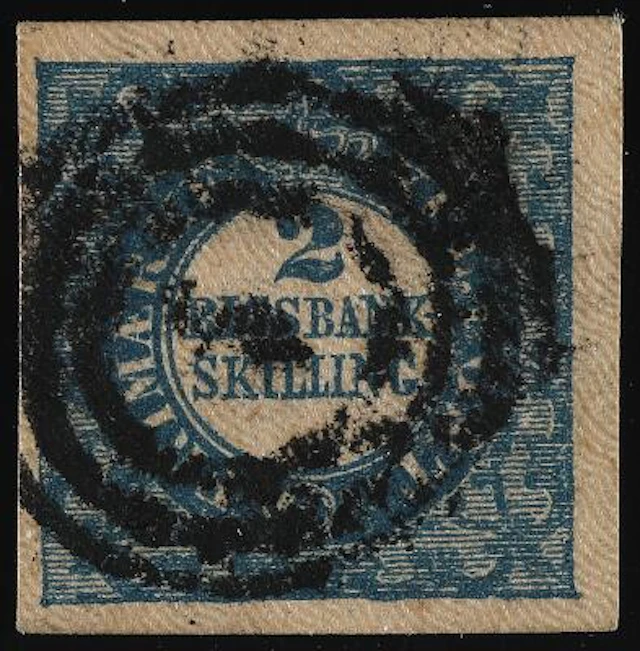 1851. 2 RBS, blue. Ferslew. Plate I. Type 7. Very fine and wide margined