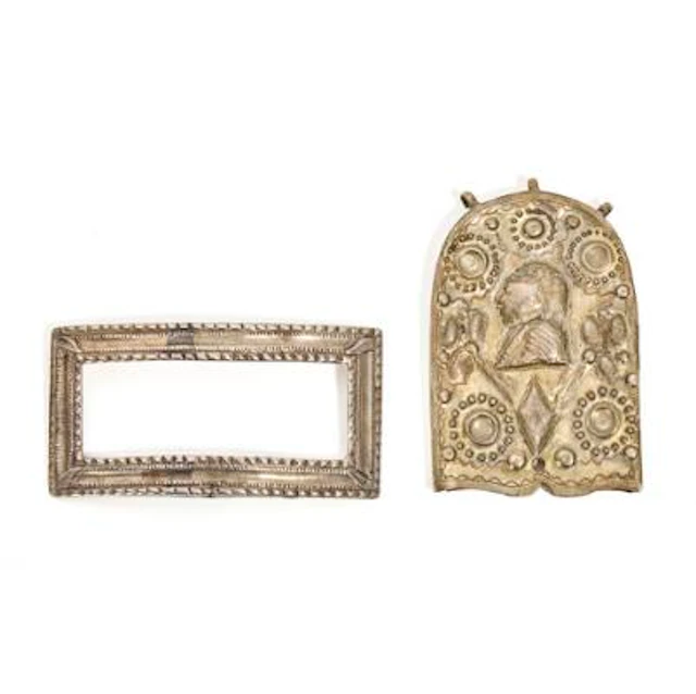 Norwegian silver; a shoe buckle and a pendant. Beyer in Bergen 1774-1808