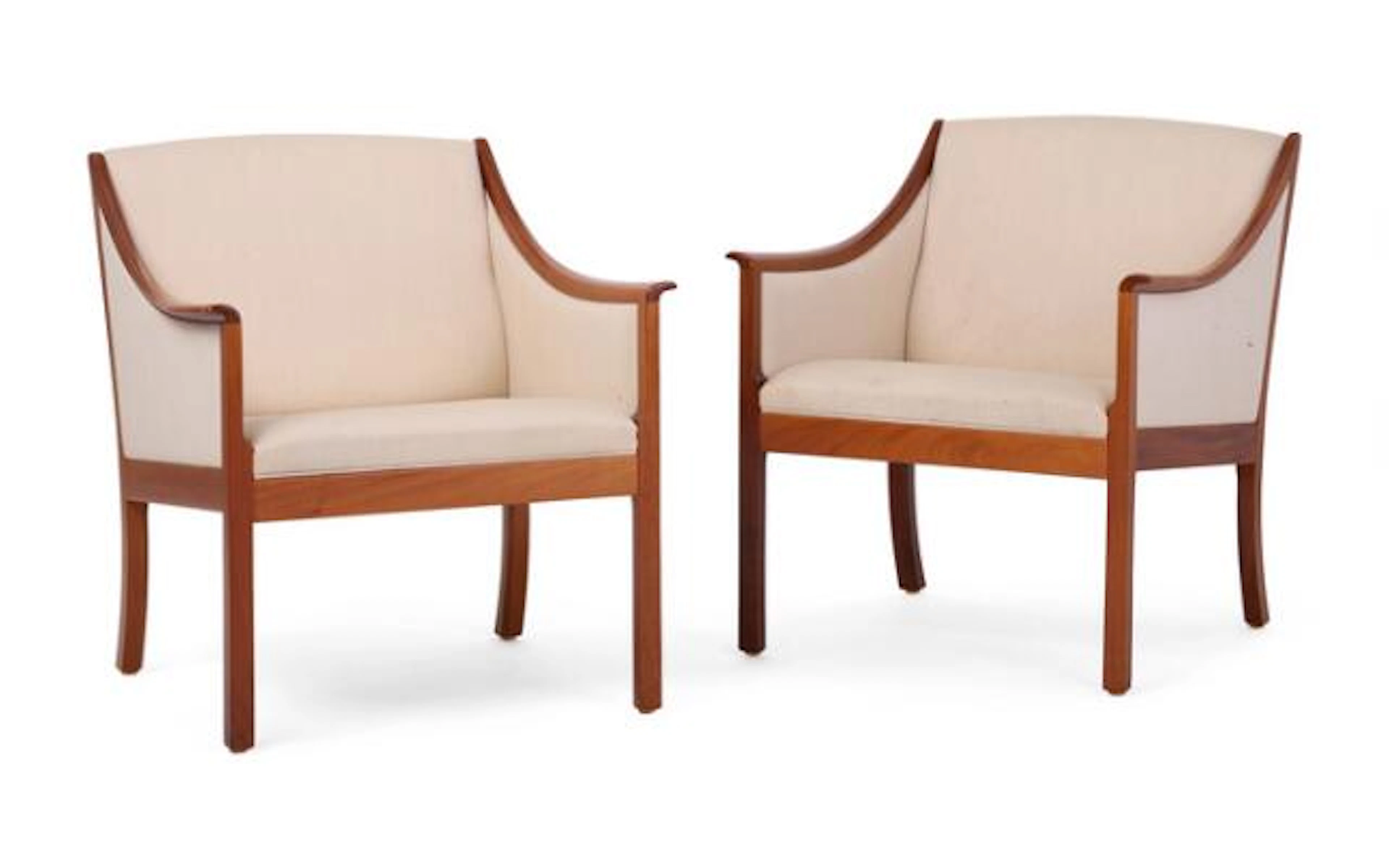 Ole Wanscher: A pair of chairs with mahogany frame. Sides, back and