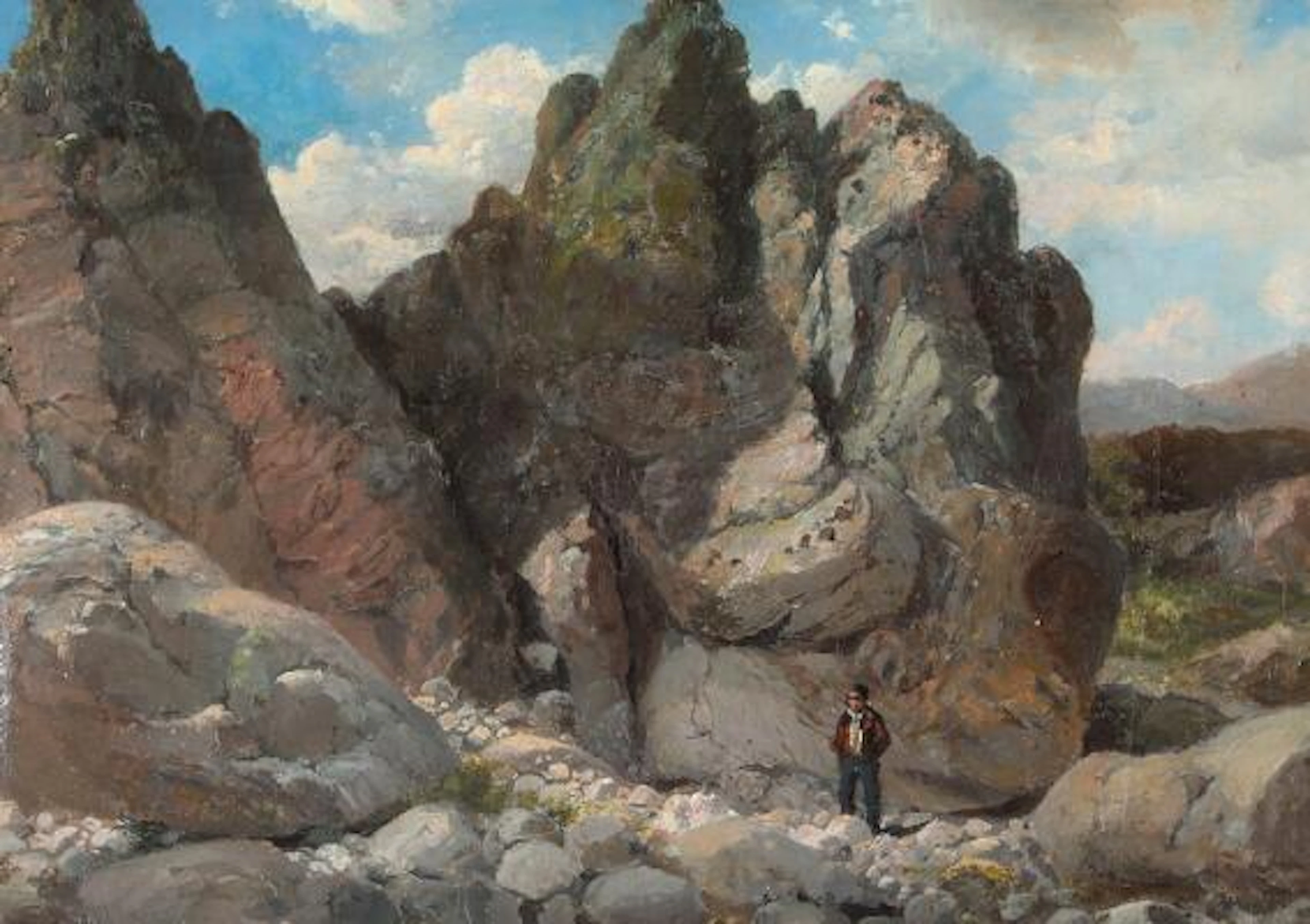 Vilhelm Melbye: Rocky landscape from Kullen. Signed W. Melby, Kullen
