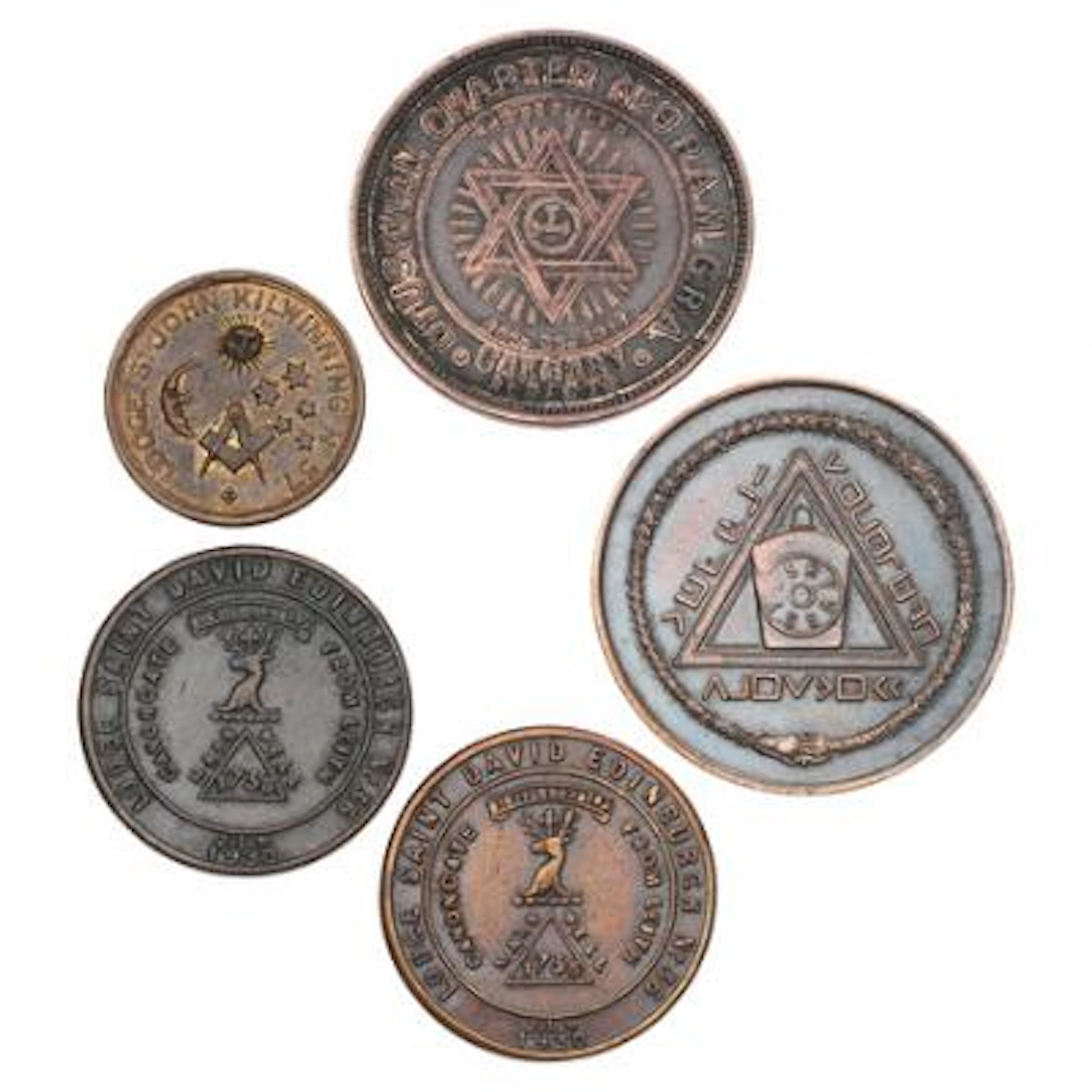 Lot of various masonic medals in copper from the years 1911 to 1930