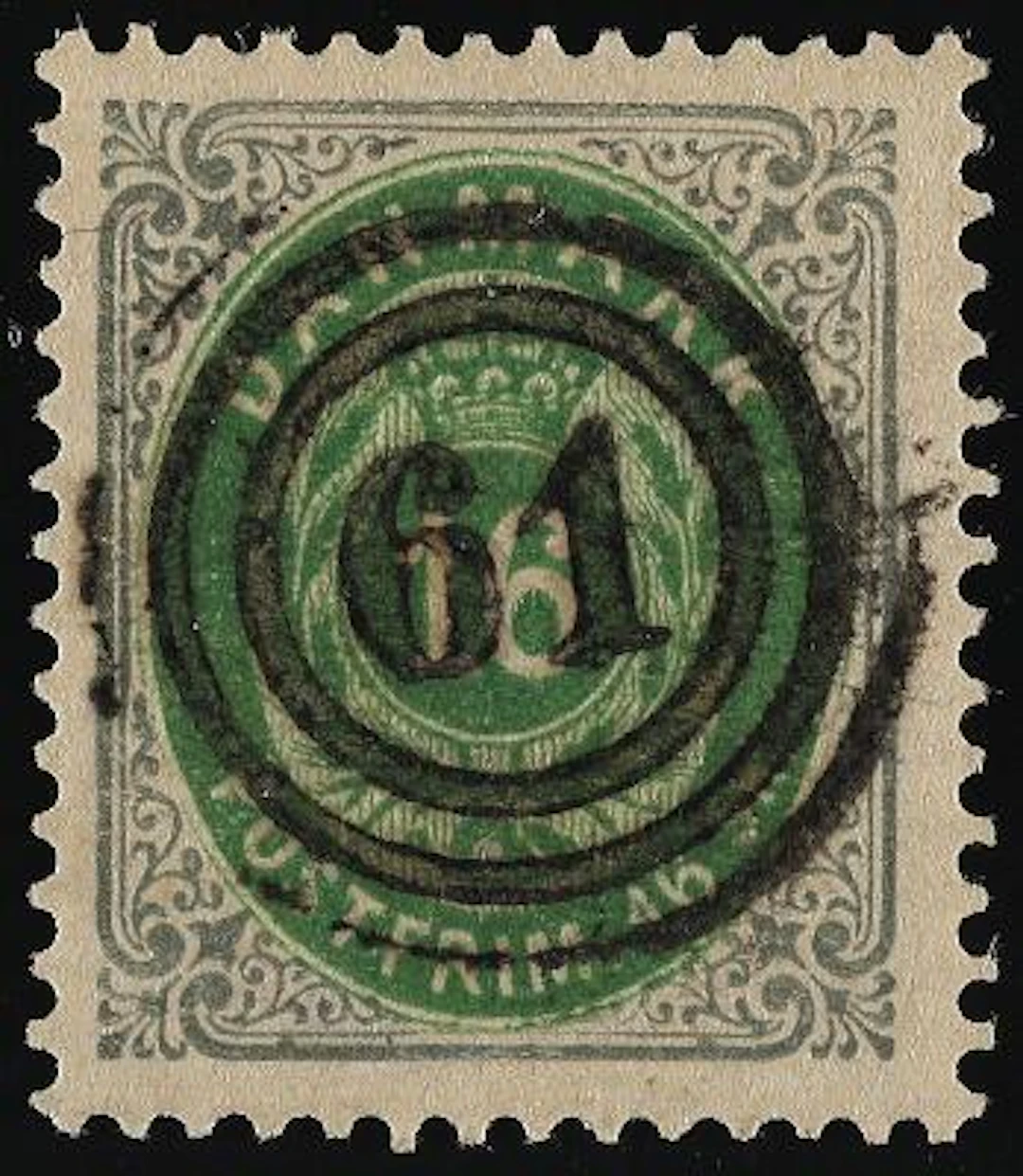 1870. 16 Skilling, grey/green. LUXURY COPY with perfect numeral canc.