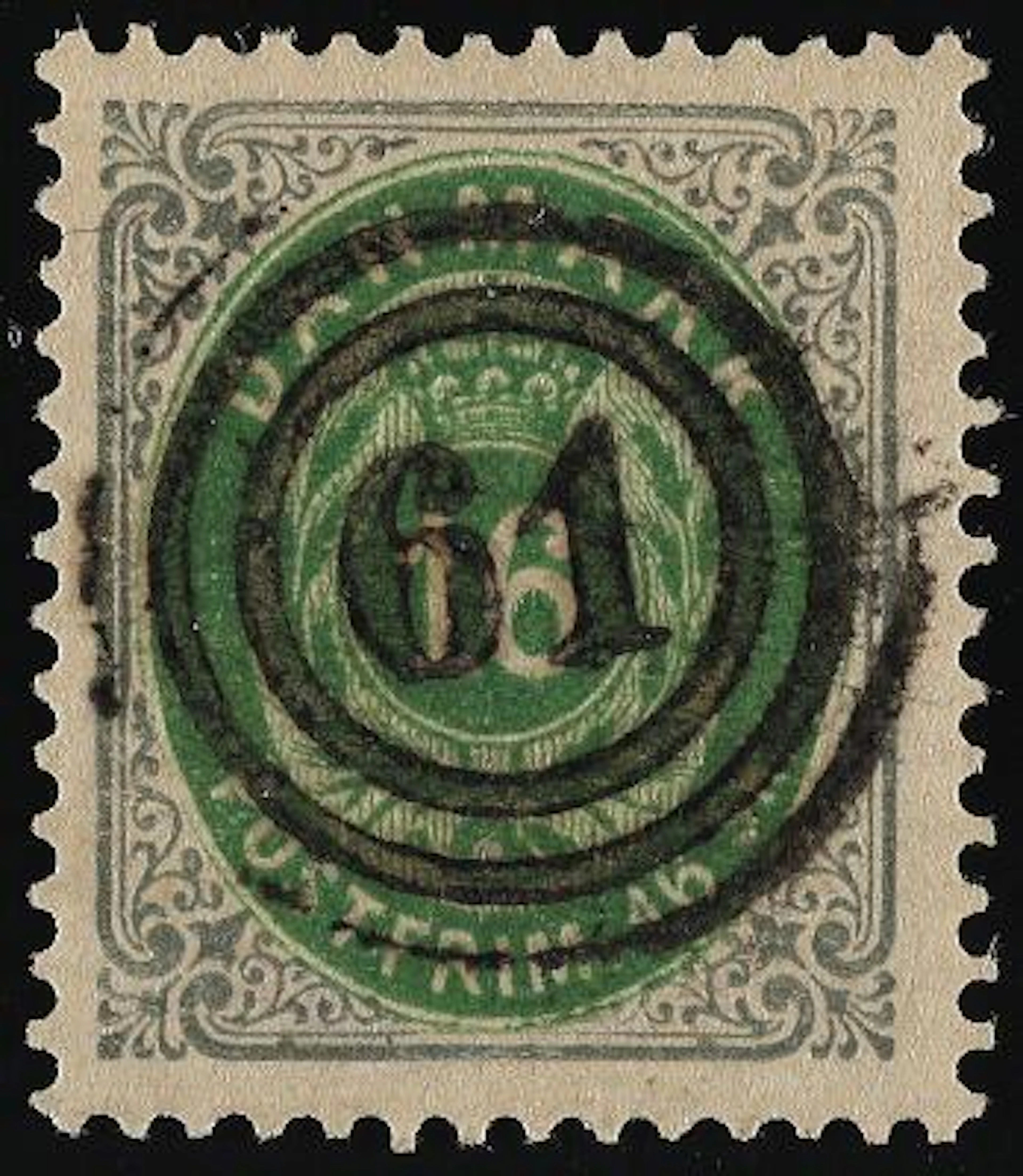 1870. 16 Skilling, grey/green. LUXURY COPY with perfect numeral canc.