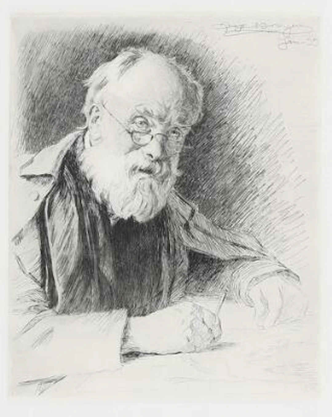 P. S. Krøyer: Portrait of Lorenz Frølich. Signed in the print P. S.