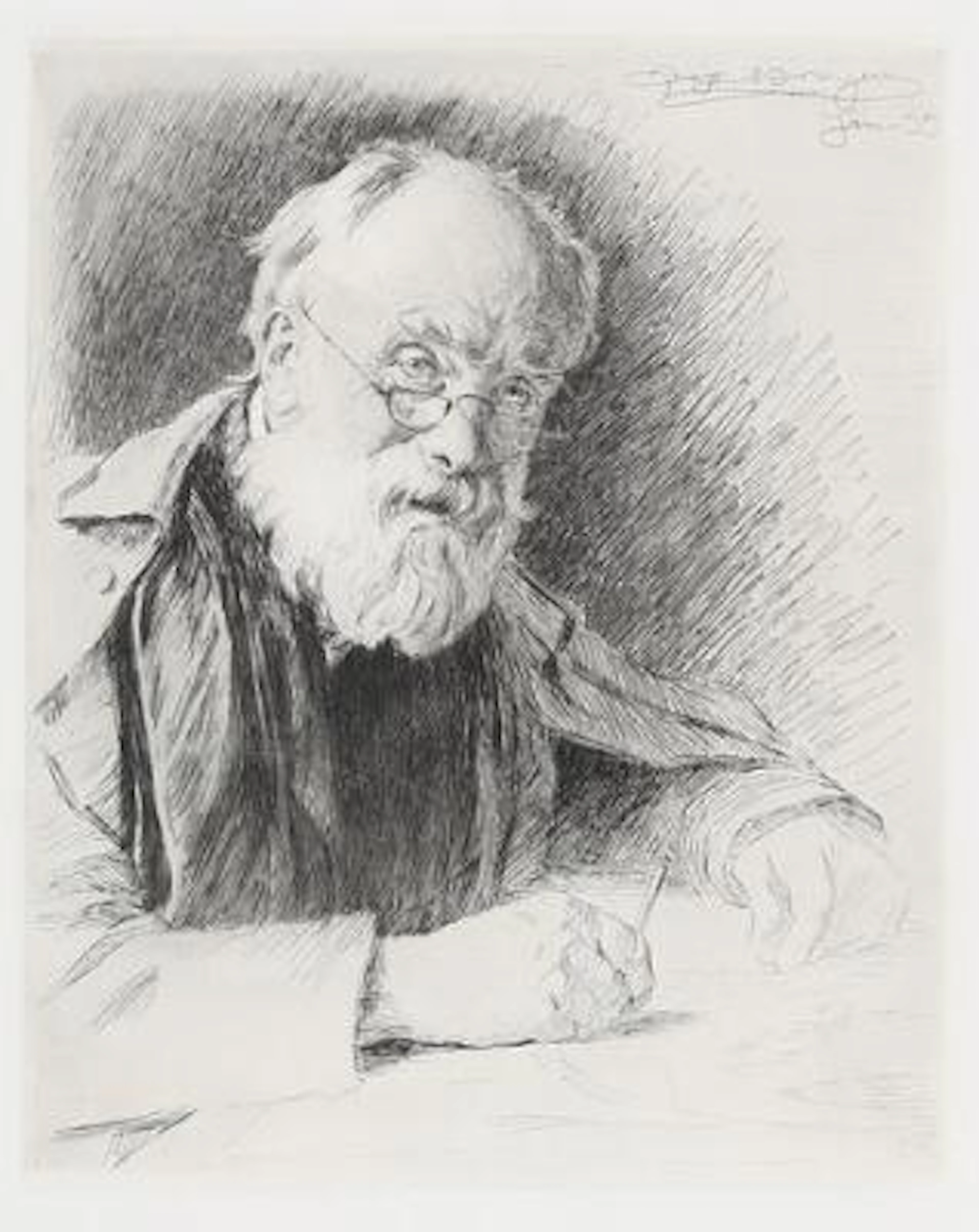 P. S. Krøyer: Portrait of Lorenz Frølich. Signed in the print P. S.