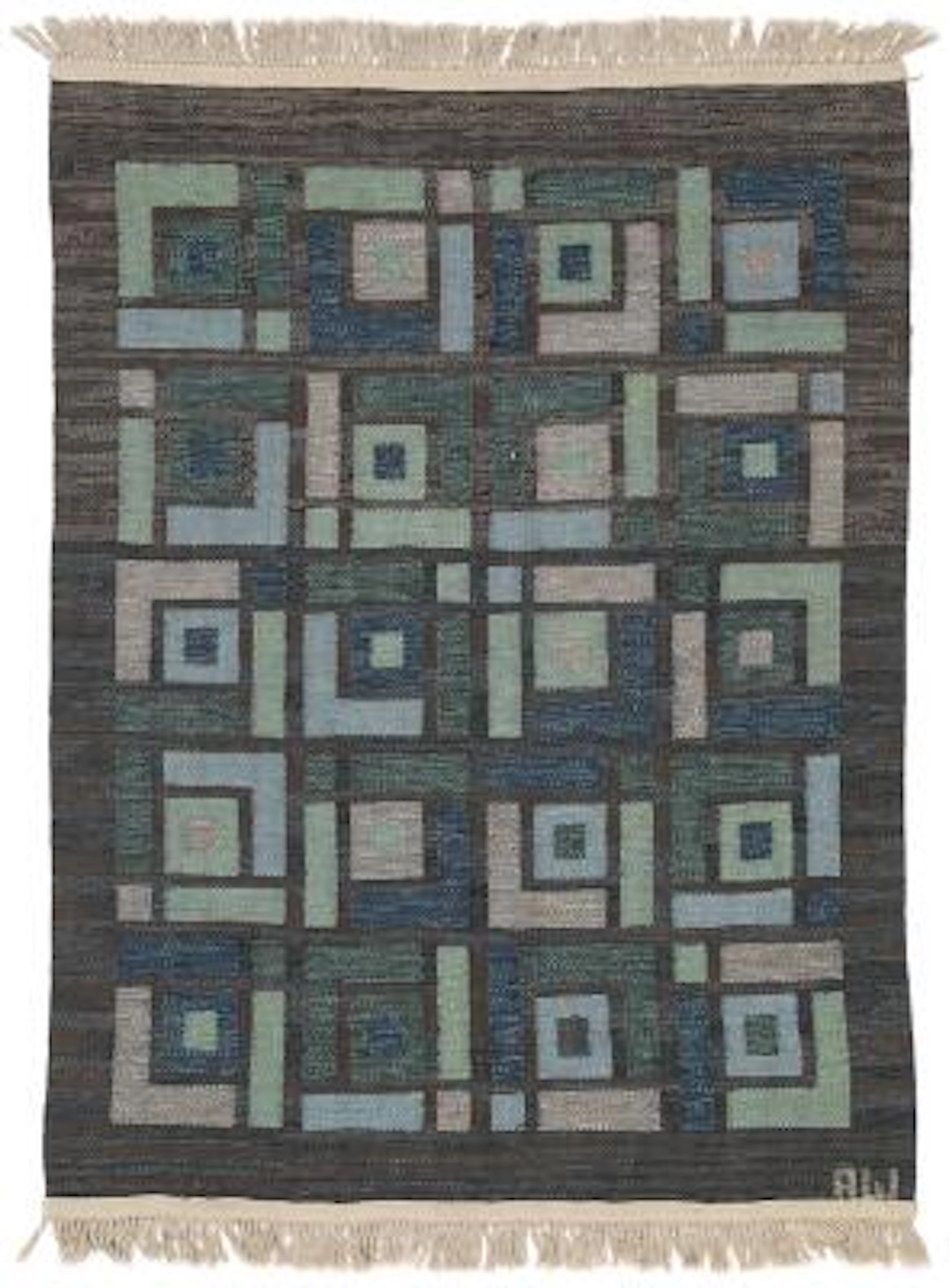 Swedish design: Handwoven wool carpet in “rölakan” flatweave technique.