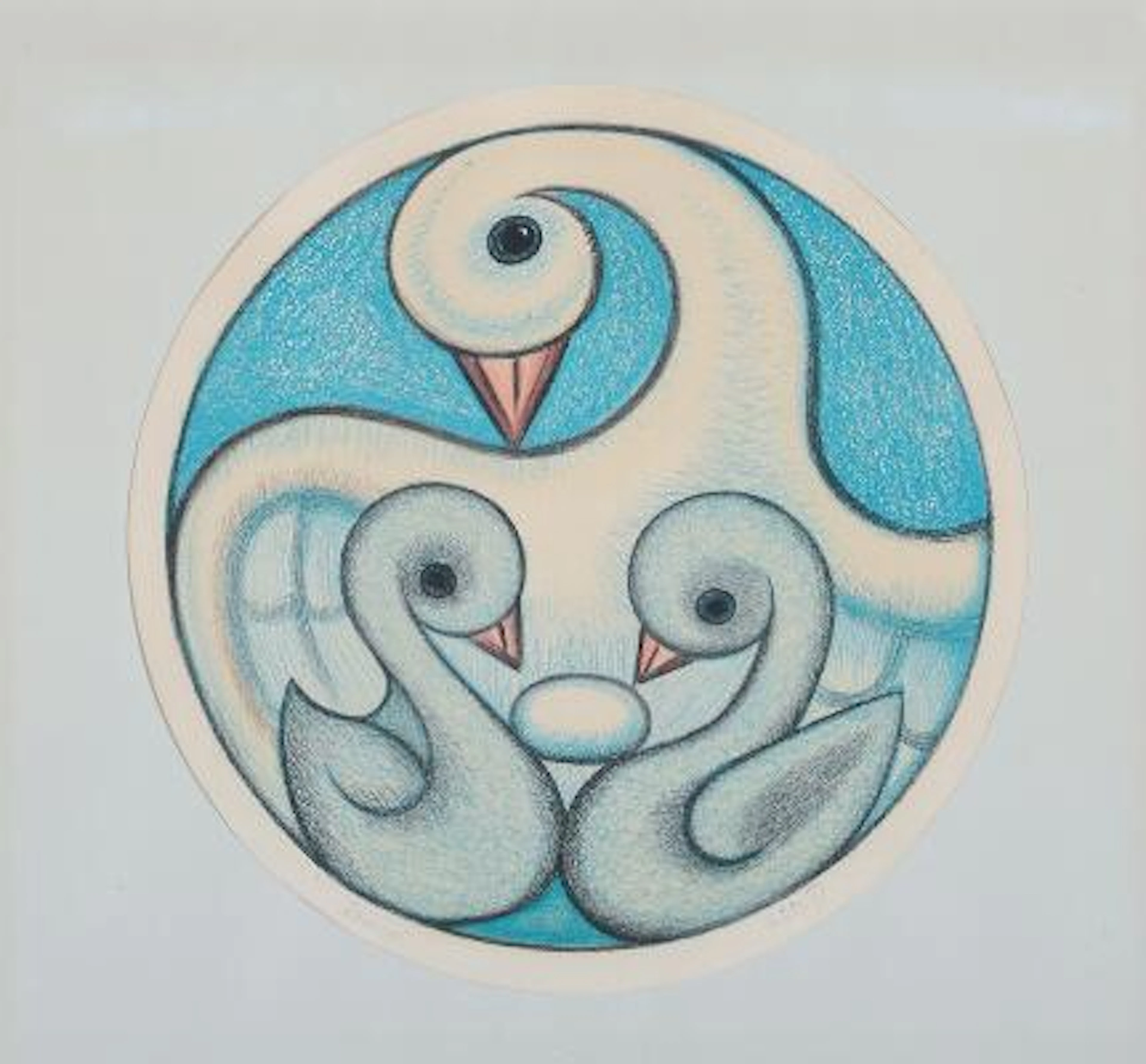 Henry Heerup: “Svanemor”. (Swan Mother). Signed Heerup. Lithograph
