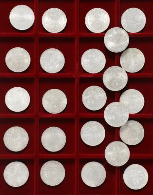 Germany, collection of OG 10 Mark 1972, Ag, in total 58 pcs on 2 trays