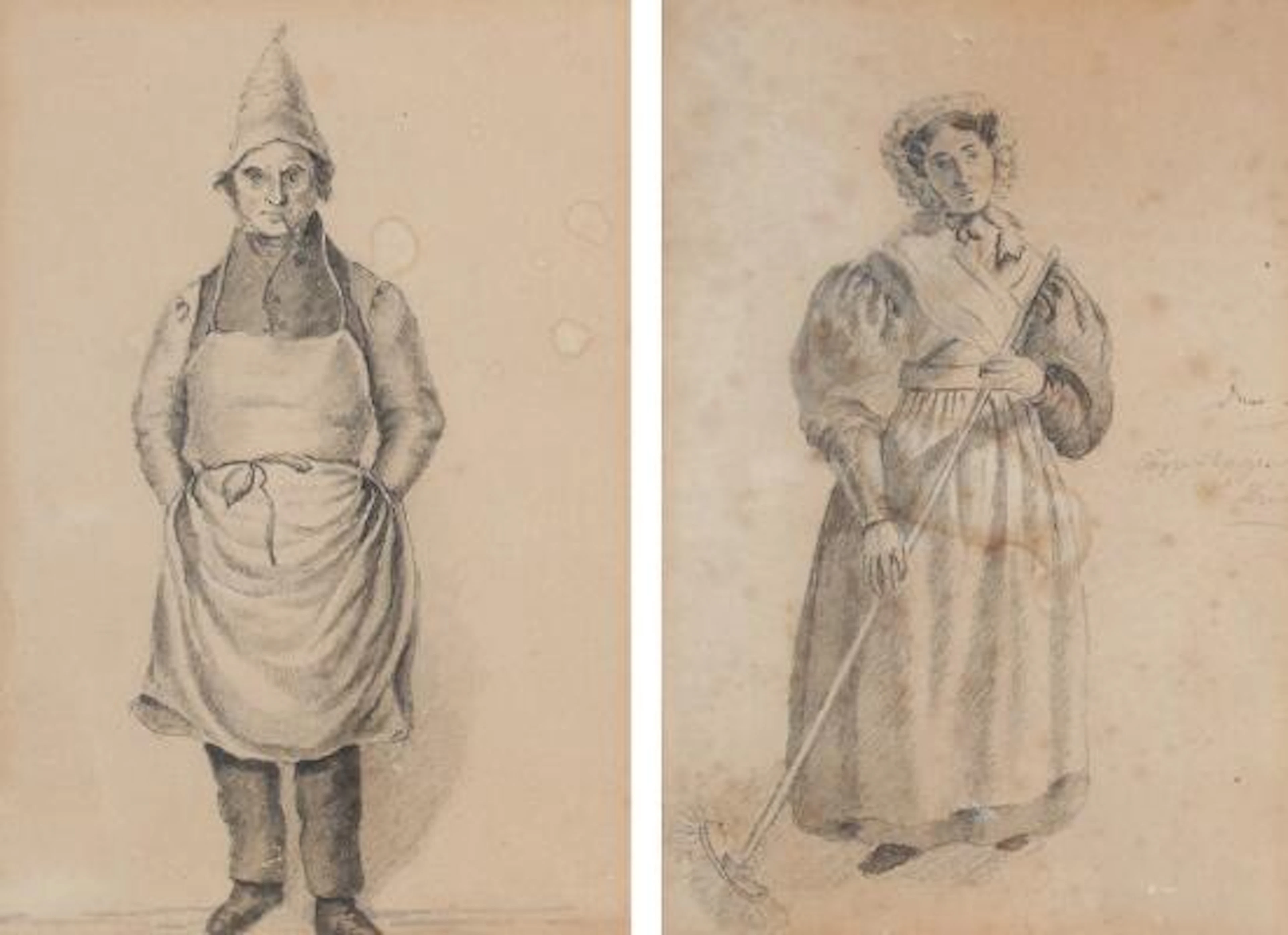 Julius Exner: Two portraits. Portrait of Fernando Bolt and his wife.