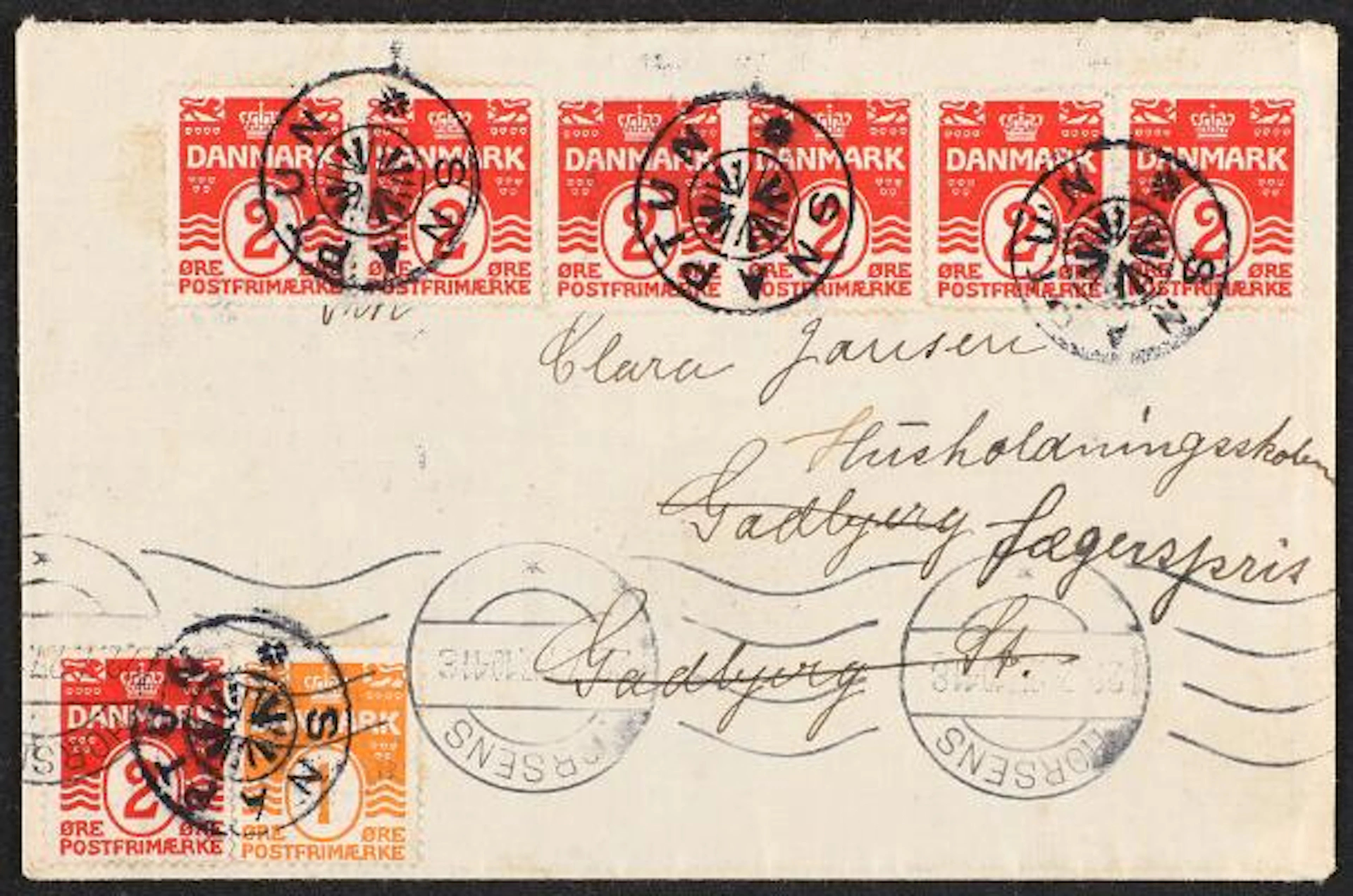 SNAPTUN. 1913-1914. Numeral. 1 Øre, orange and 2 Øre, red (7). Cover
