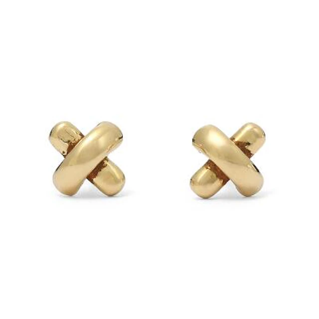 Tiffany & Co.: A pair of "Cross Stich" ear studs of 18k gold. Weight