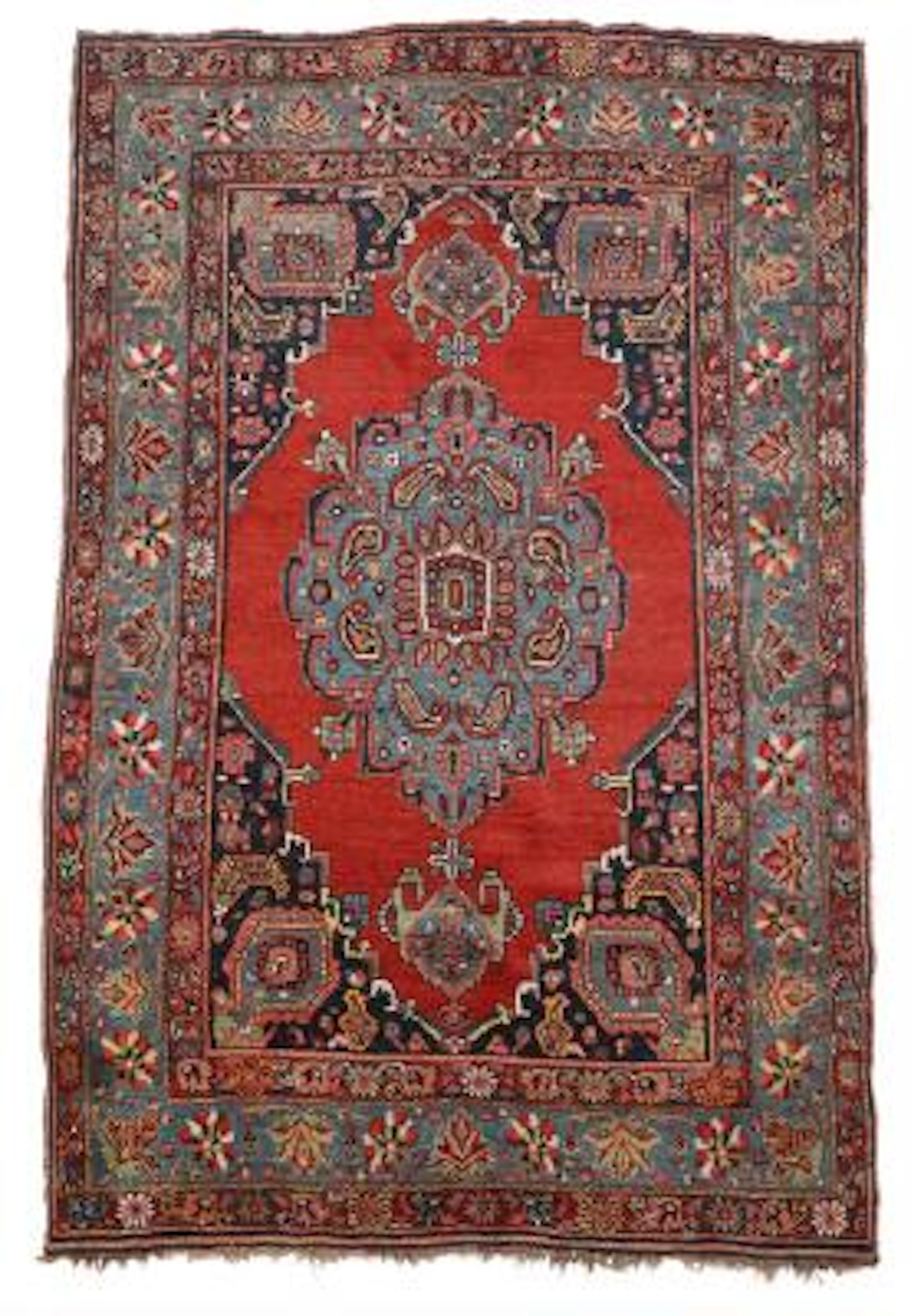 Antique bidjar rug, Persia, classical medallion design with flowers
