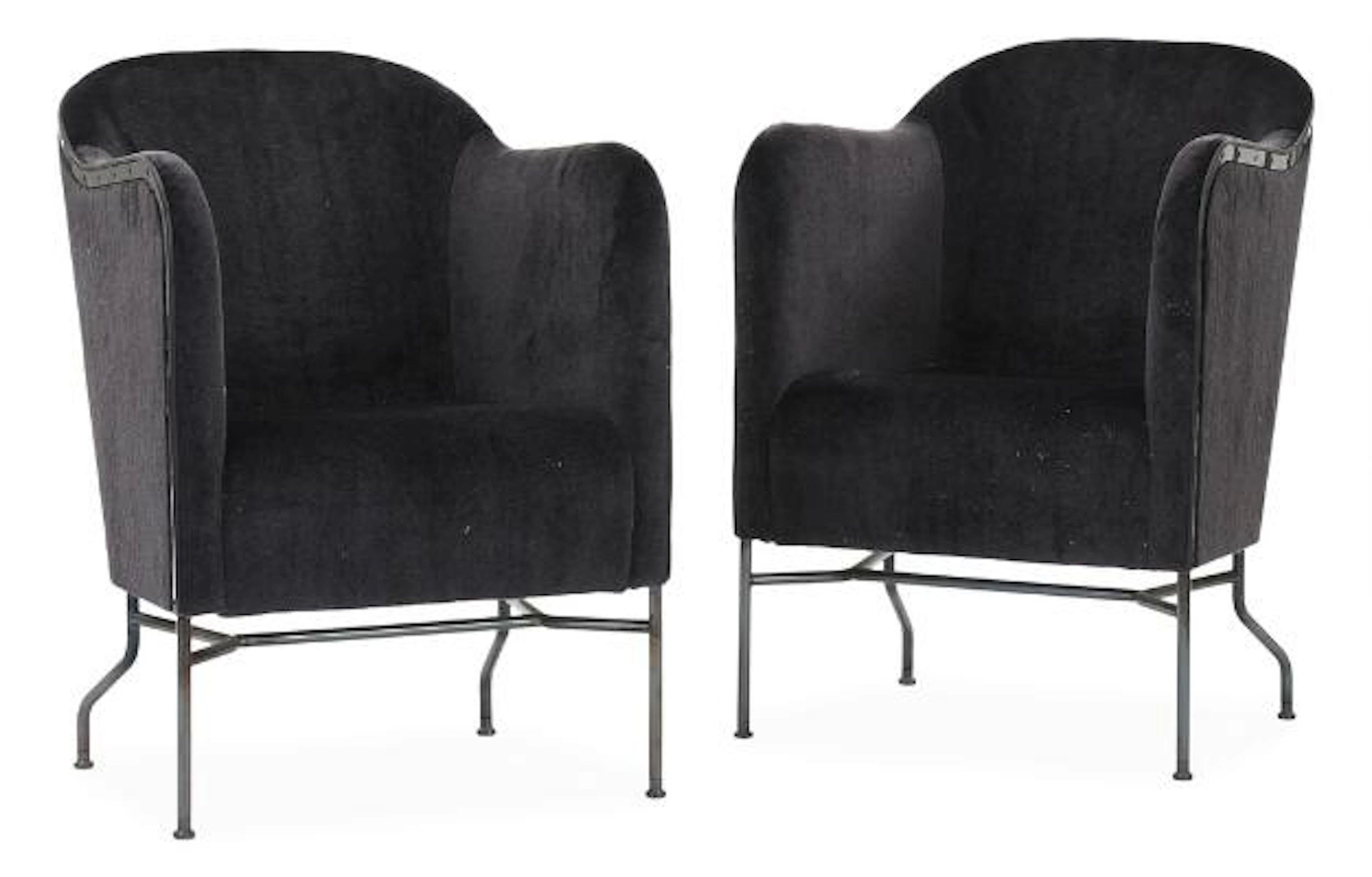 Mats Theselius: "Star". A pair of black lacquered steel easy chairs.