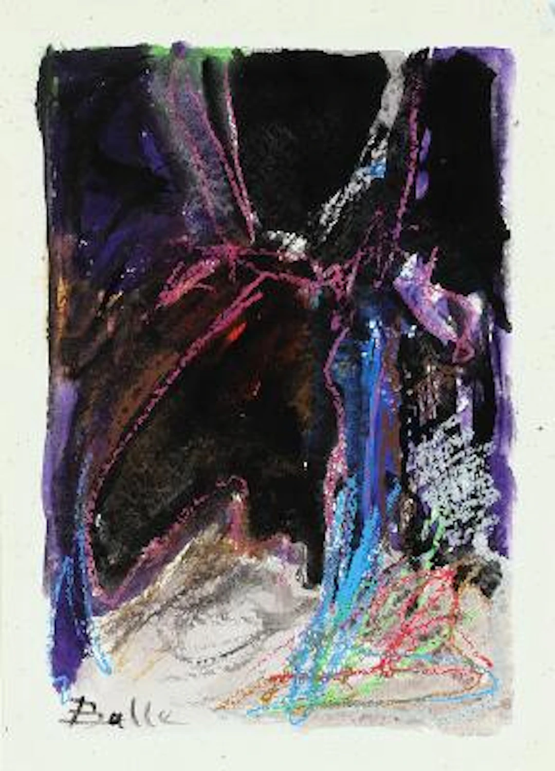 Mogens Balle: Untitled, 1986. Signed Balle. Mixed media on paper.